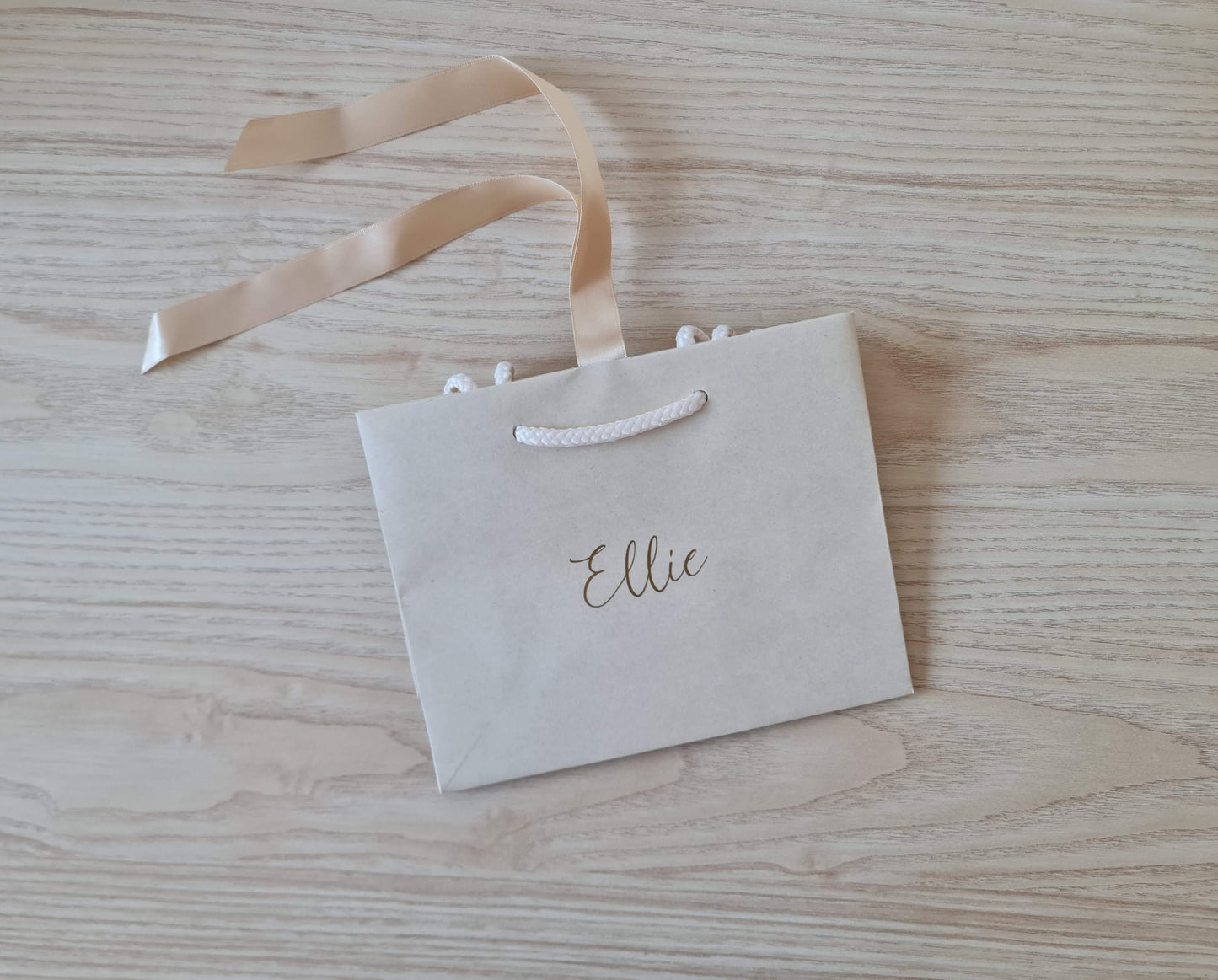Personalised Name - Ribbon Tie Rope Gift Bag - Wedding, Party, Birthday