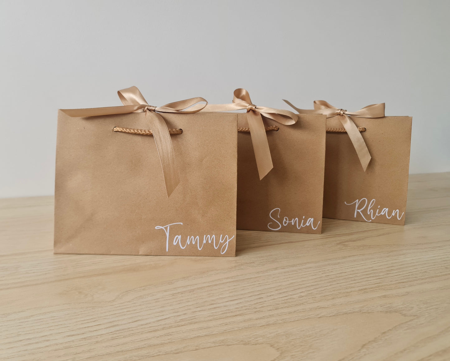 KRAFT - Personalised - Corner - Ribbon Tie Natural Rope Gift Bag