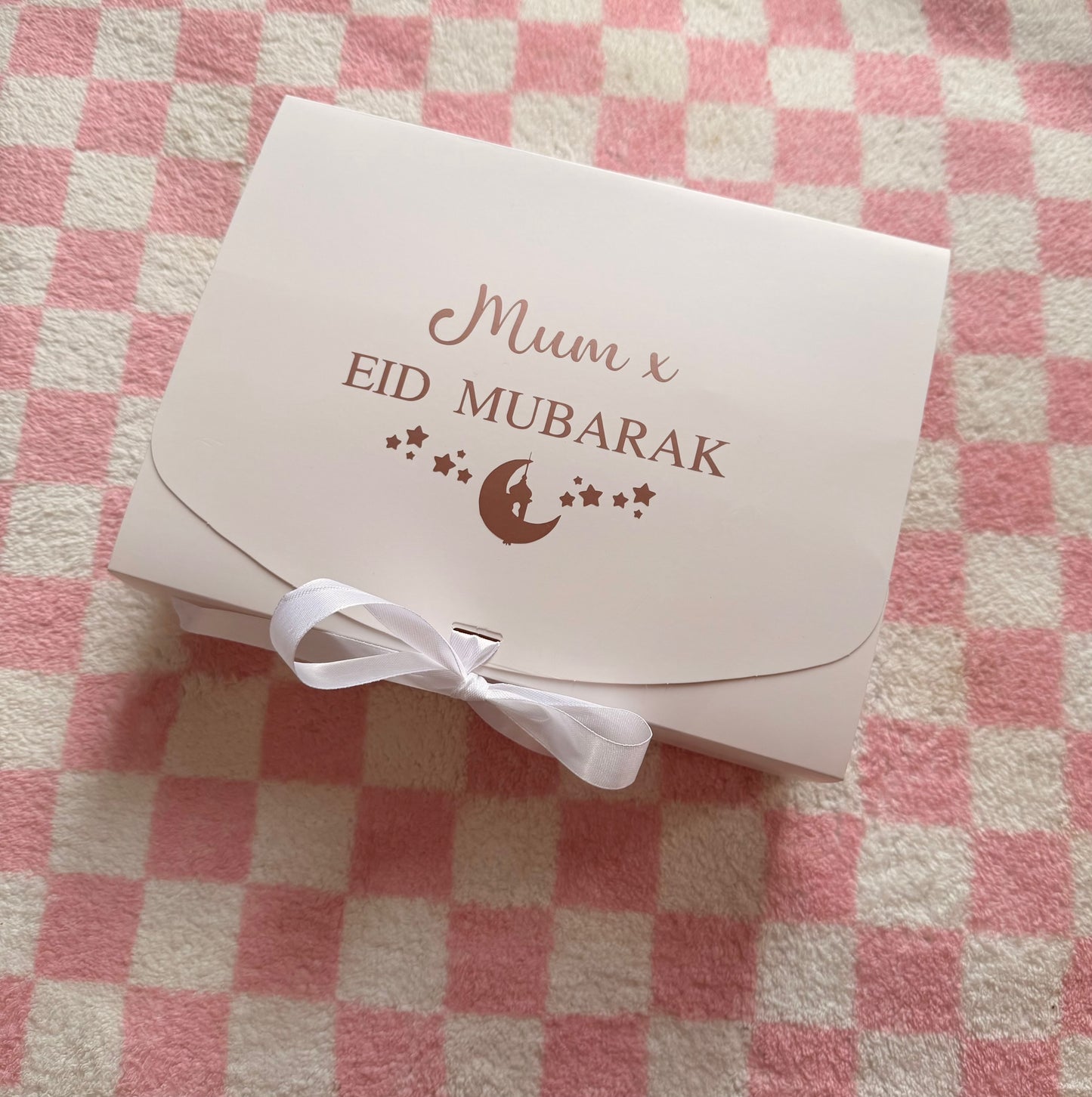 Personalised Eid Mubarak Gift Box: Moon & Stars Ribbon Tie