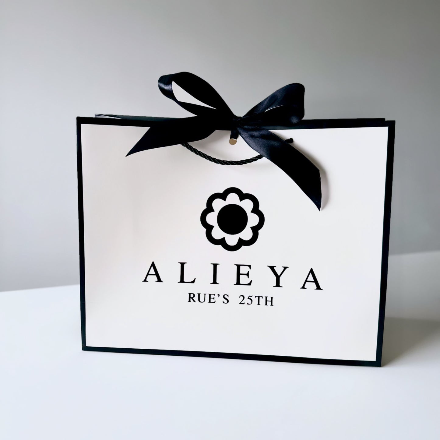 YOUR LOGO - Business Logo Personalised Custom - Ribbon Tie White/Black Trim Gift Bags