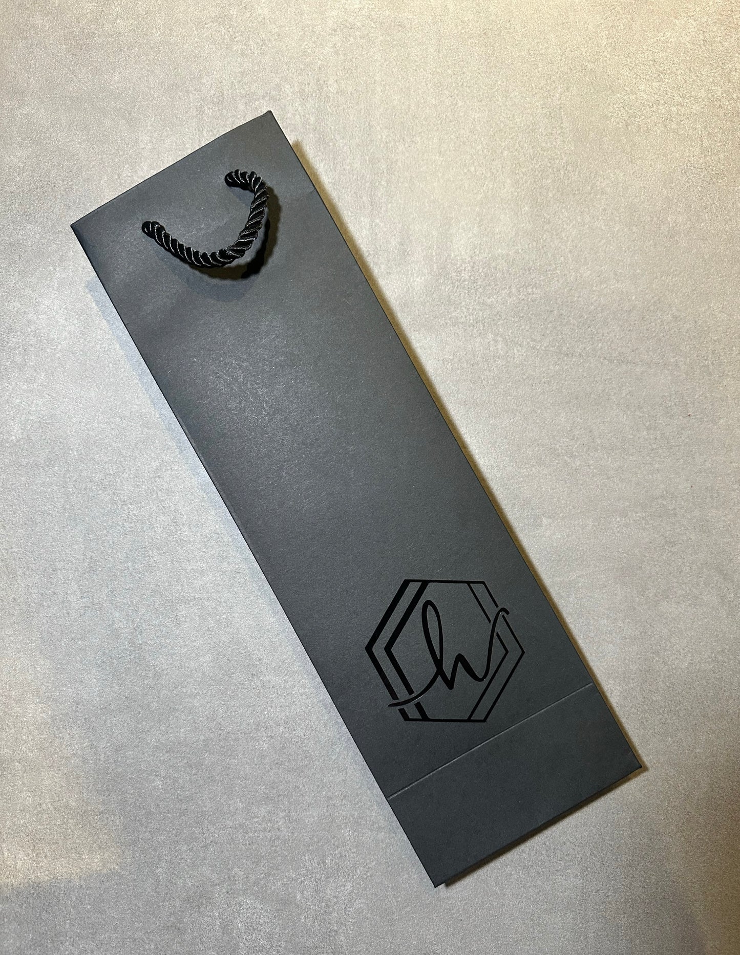 YOUR LOGO - Personalised - BLACK Kraft Wine Bottle Gift Bag Rope Handles - Business Logo, Custom, Shop, Event, Company
