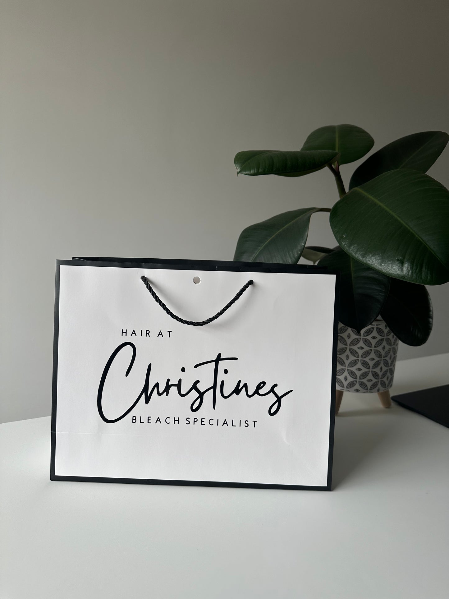 YOUR LOGO - Business Logo Personalised Custom - Ribbon Tie White/Black Trim Gift Bags