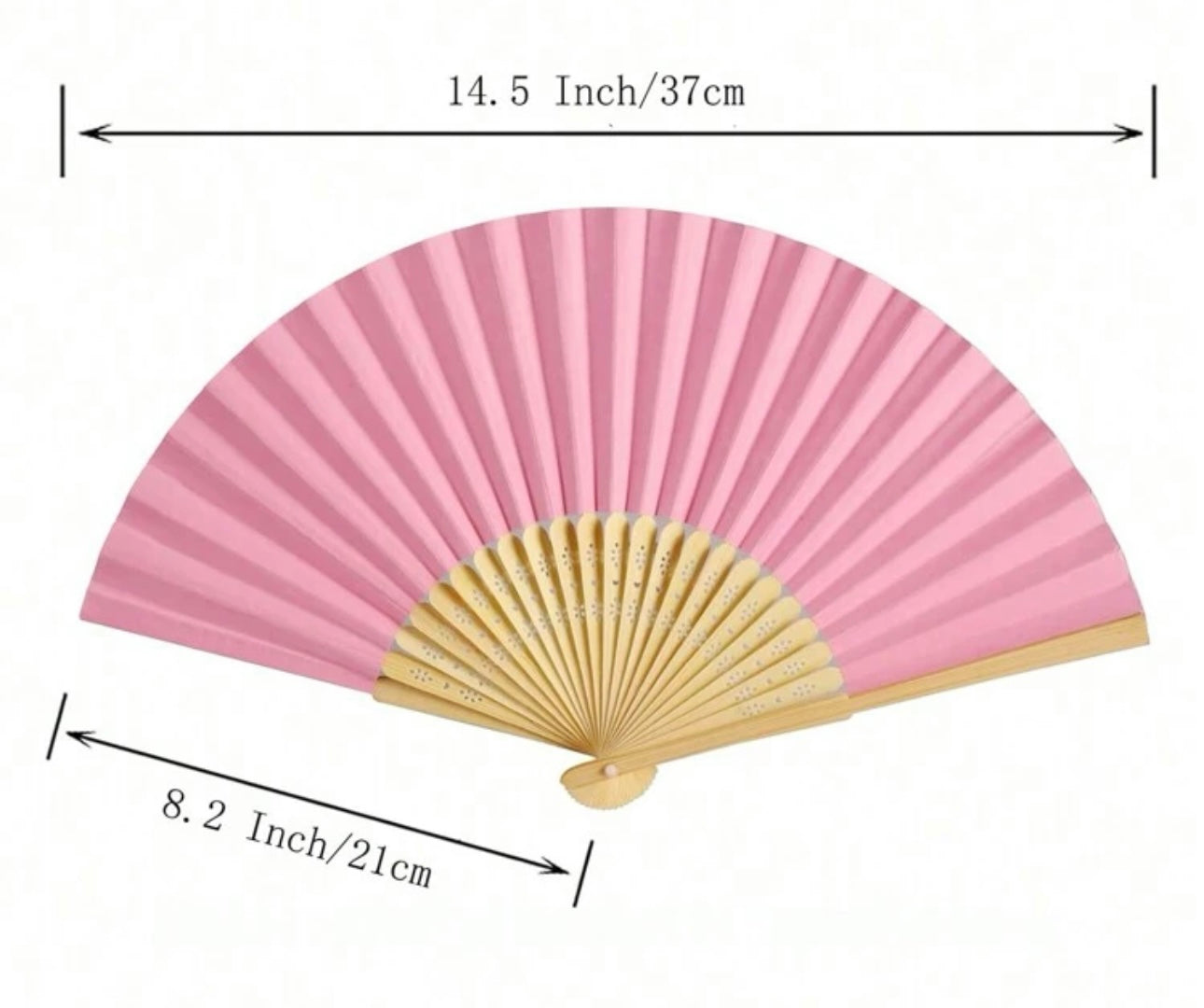 ANY TEXT Hand Fan - Bamboo - Paper Foldable Fan - Black, White, Pink - Personalised