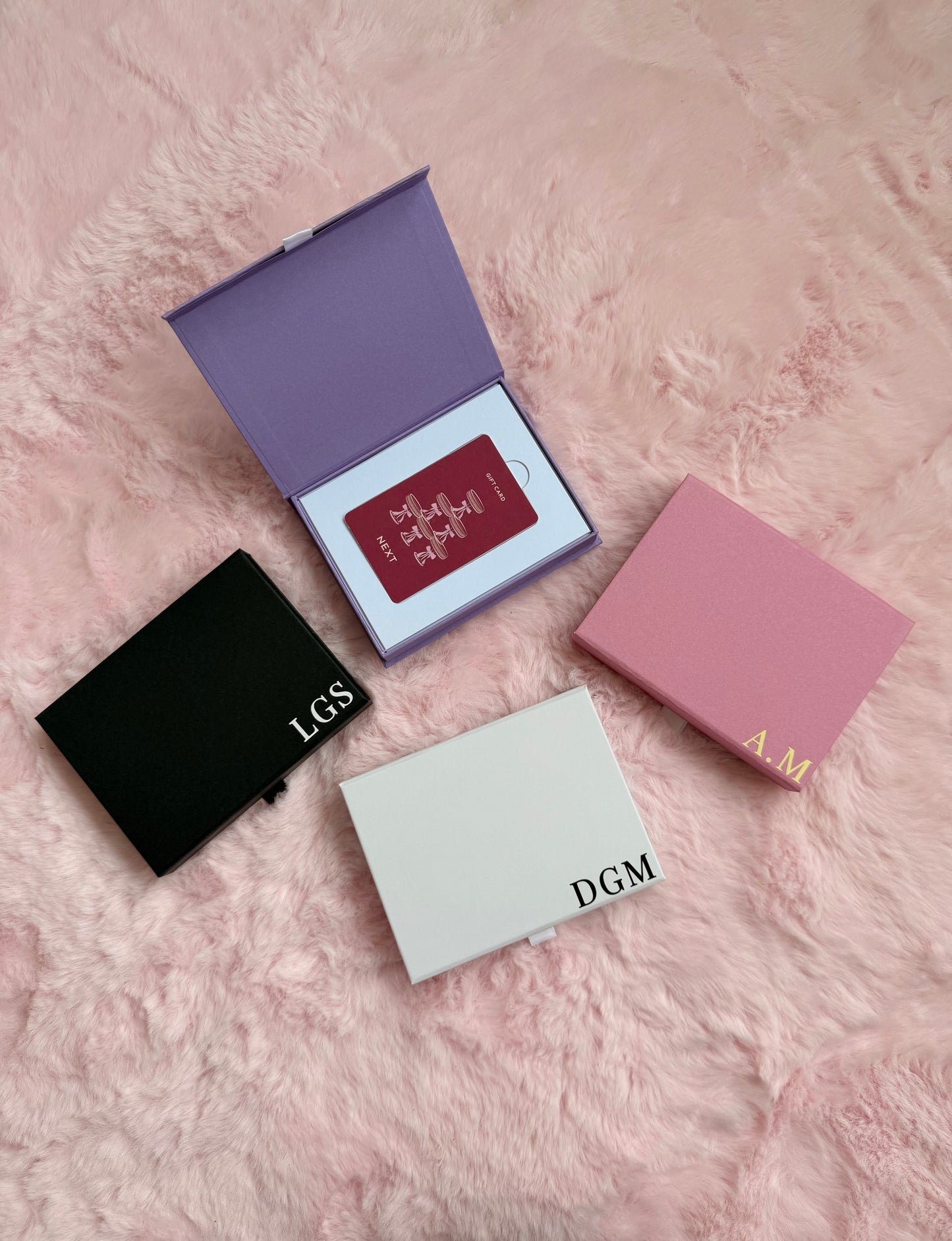 Personalised Gift Card/Voucher Magnetic Box: Pink, Lilac, Black, White