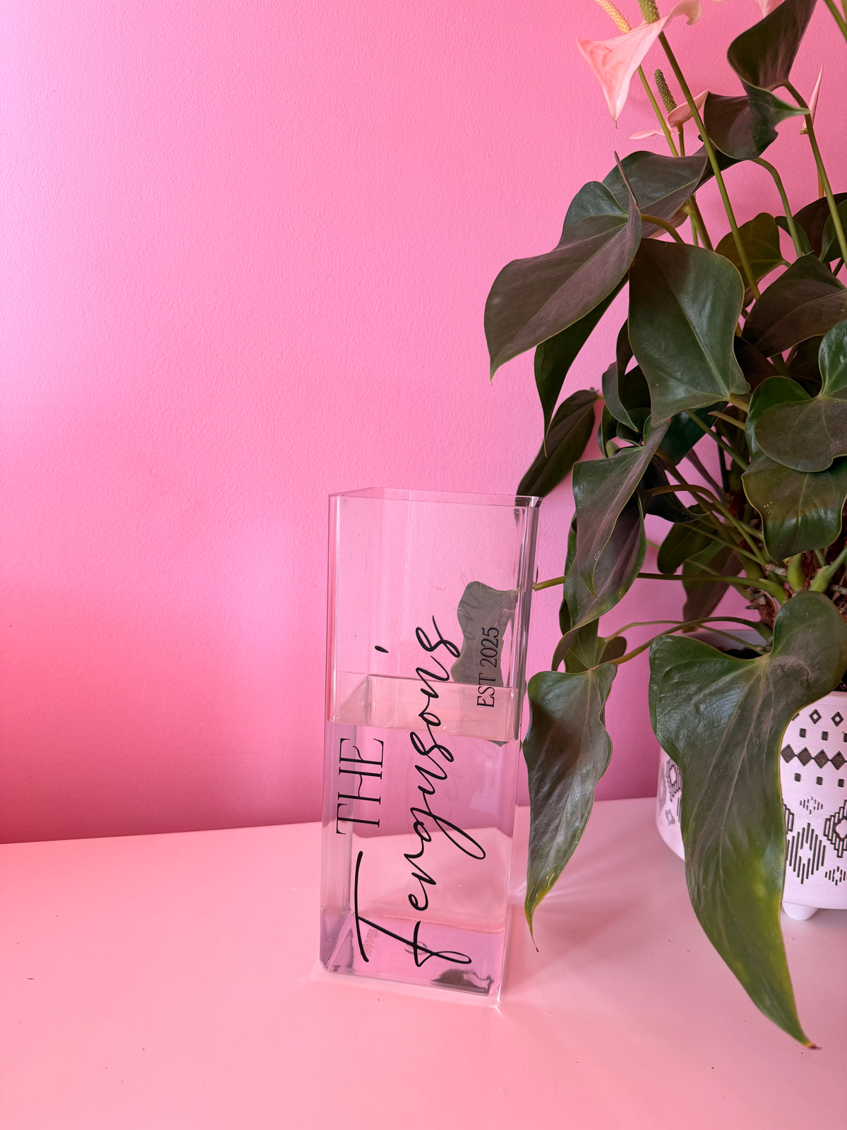 Personalised THE 'Surname' Est 'Date' Acrylic Flower Vase