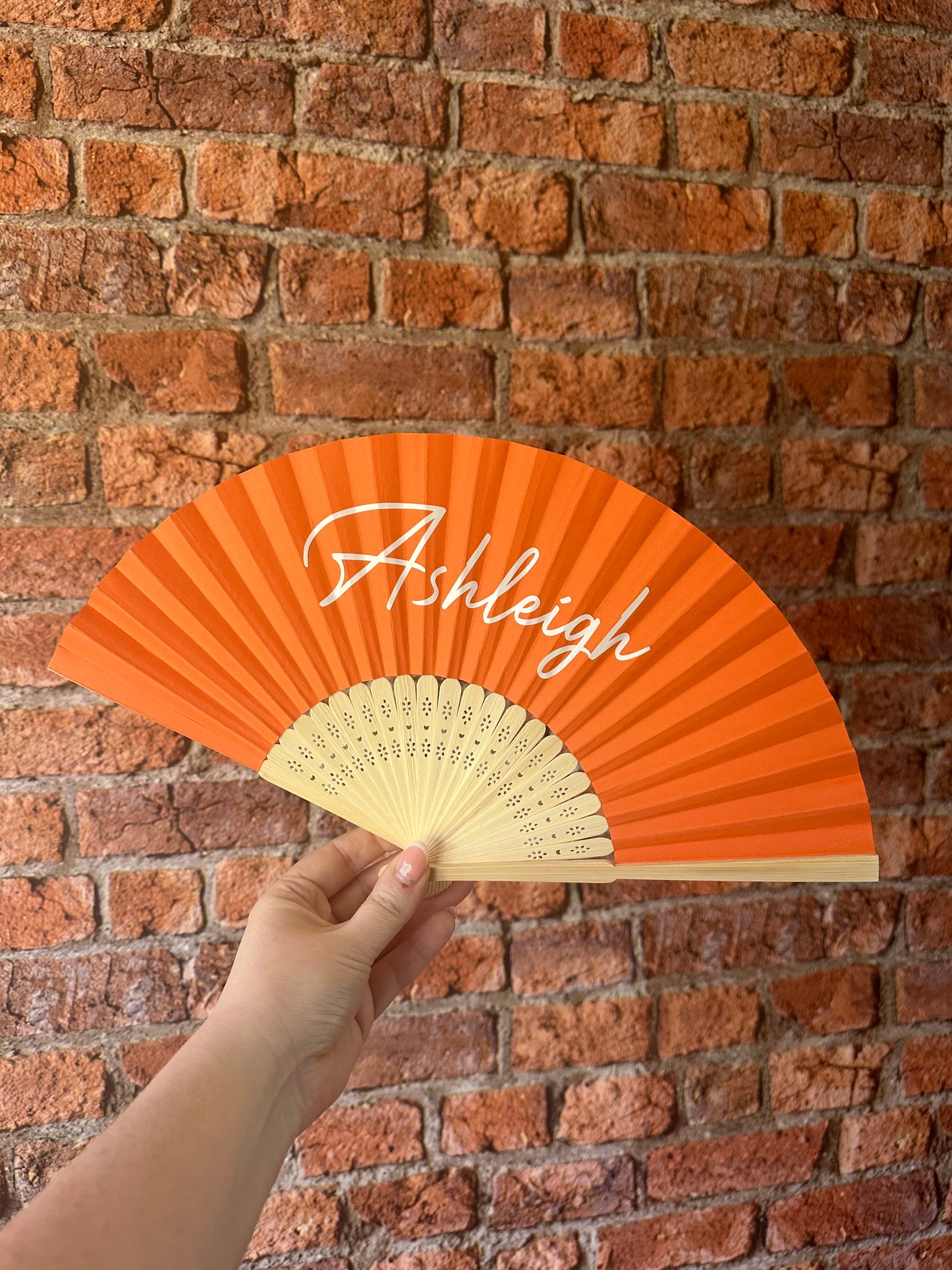 NAME Hand Fan - Bamboo - Paper Foldable Fan - Black, White, Pink, Orange, Lilac- Personalised