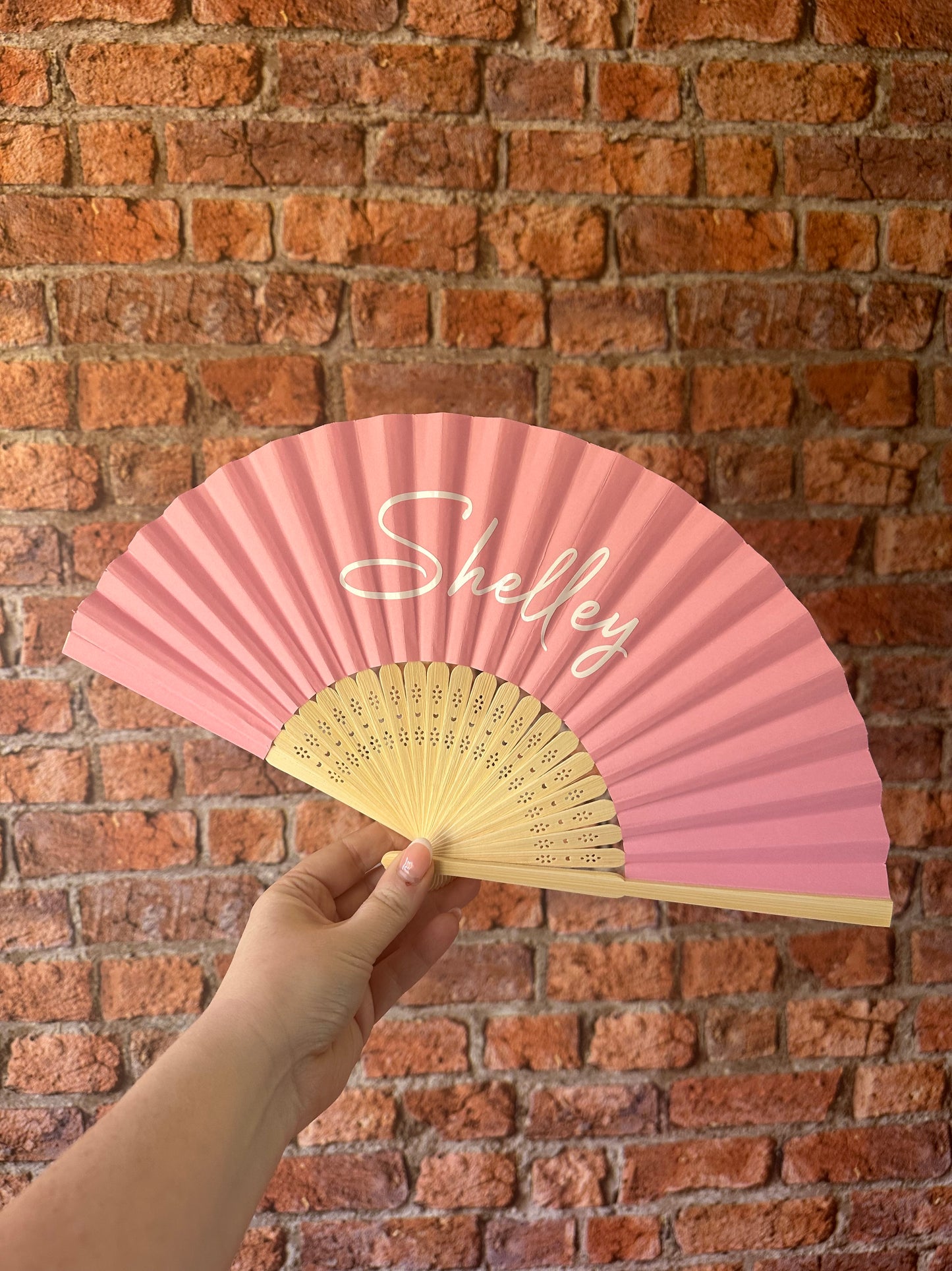 NAME Hand Fan - Bamboo - Paper Foldable Fan - Black, White, Pink, Orange, Lilac- Personalised