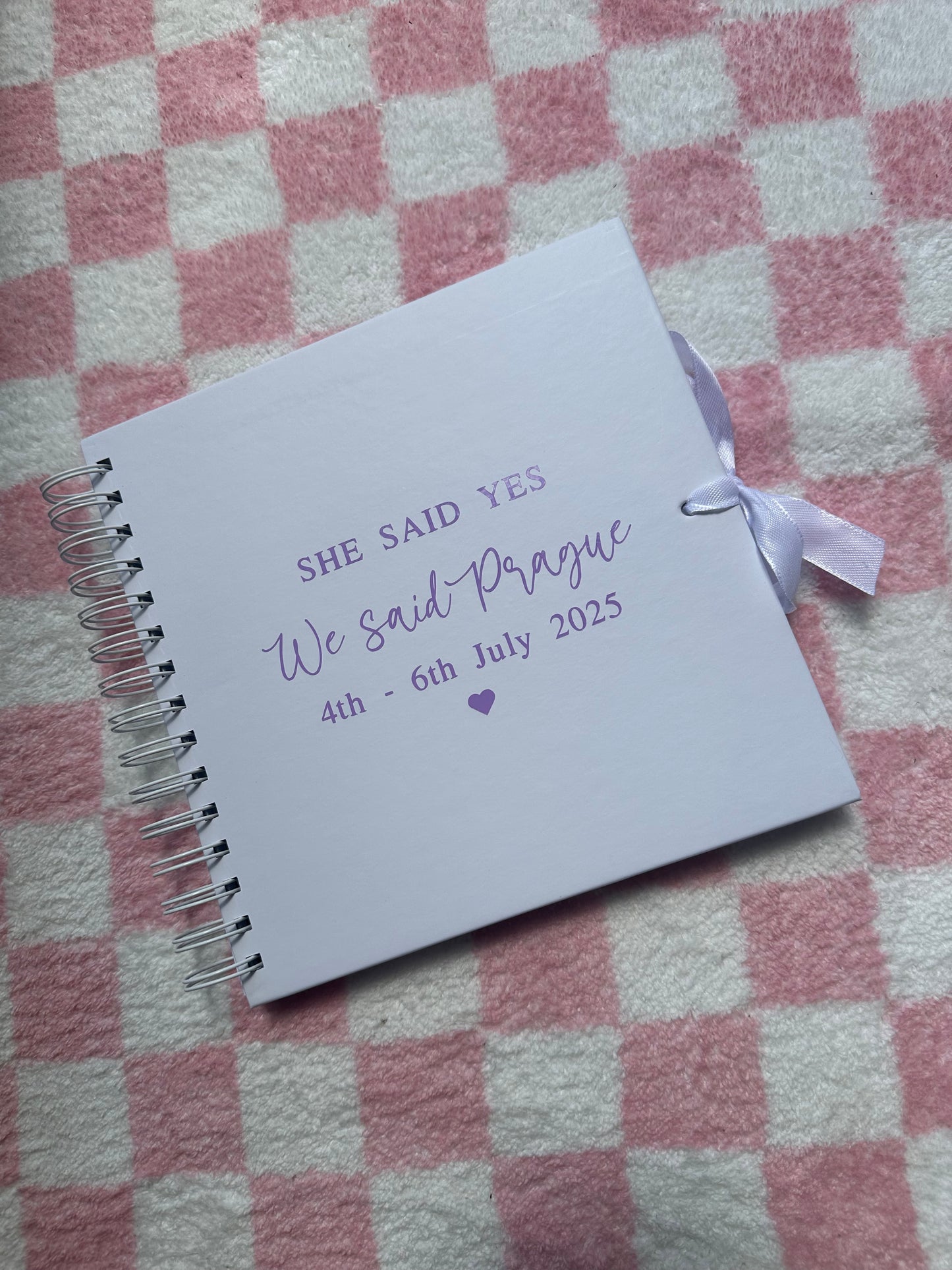 SHE SAID YES - Personalised Text and Date - Scrap Book, Photo Album, Keepsake