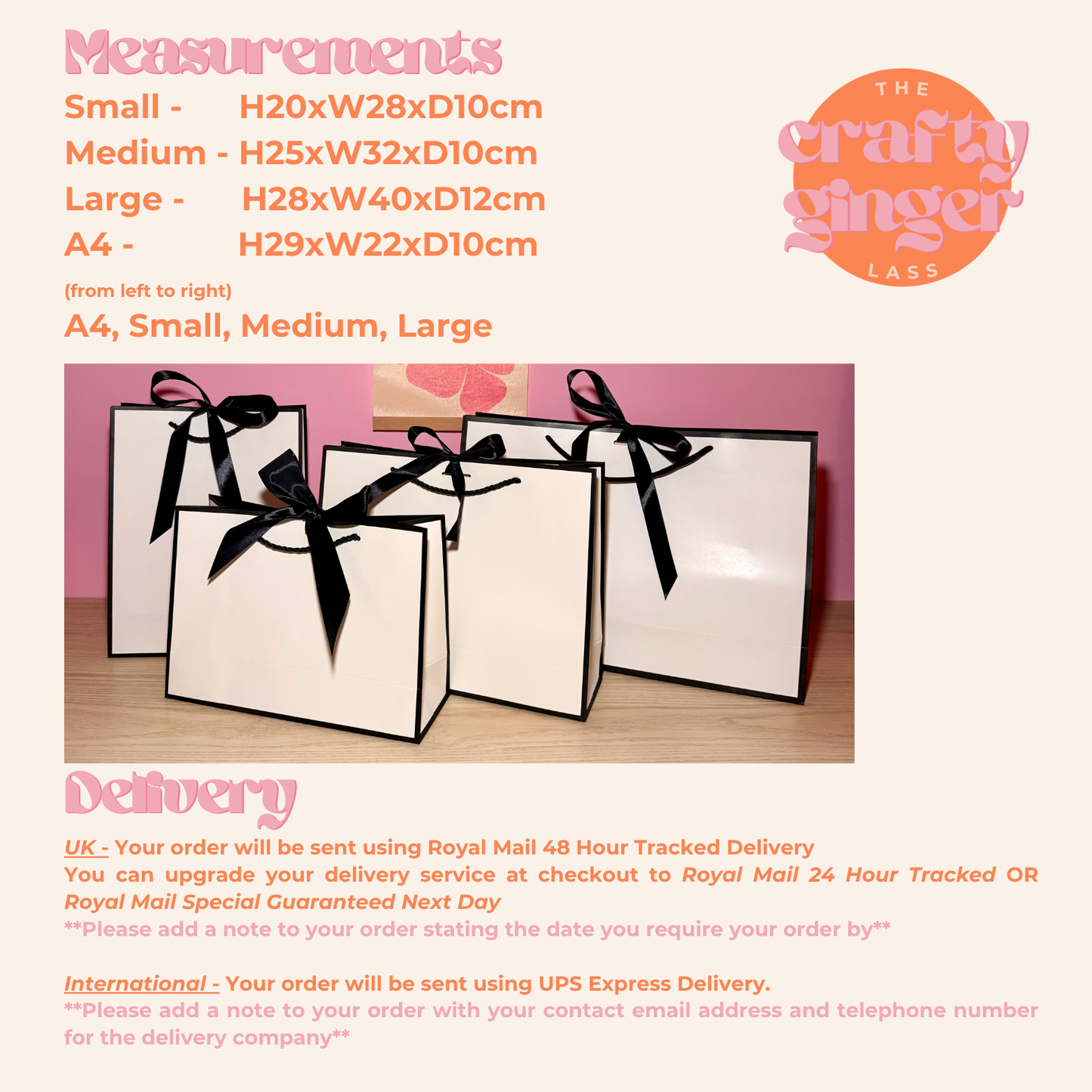 Personalised Dog Puppy NAME - Ribbon Tie Gift Bags - White with Black Trim & Ribbon