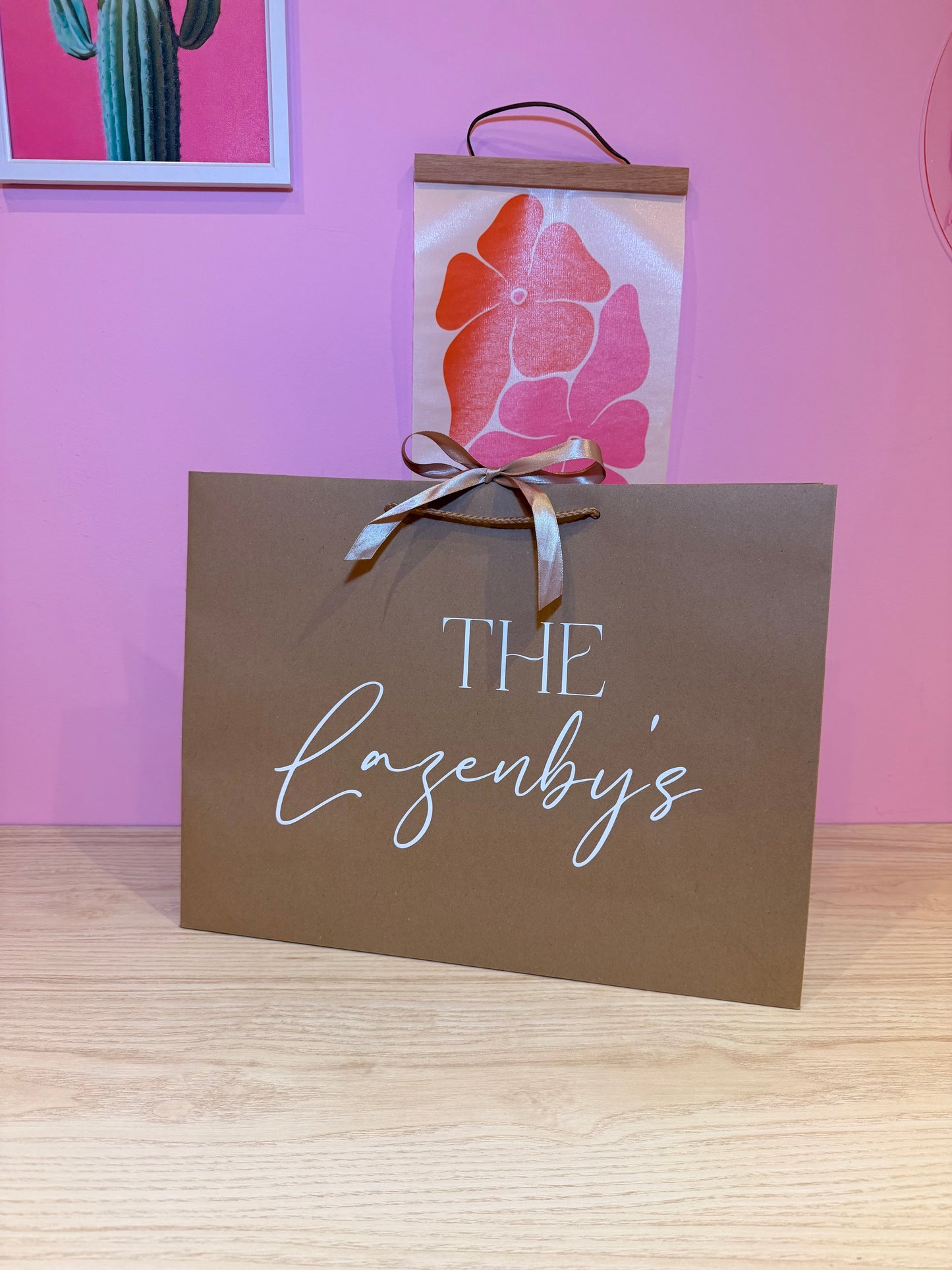 THE Surname - Ribbon Tie Rope Gift Bag - Wedding, Married, Couple