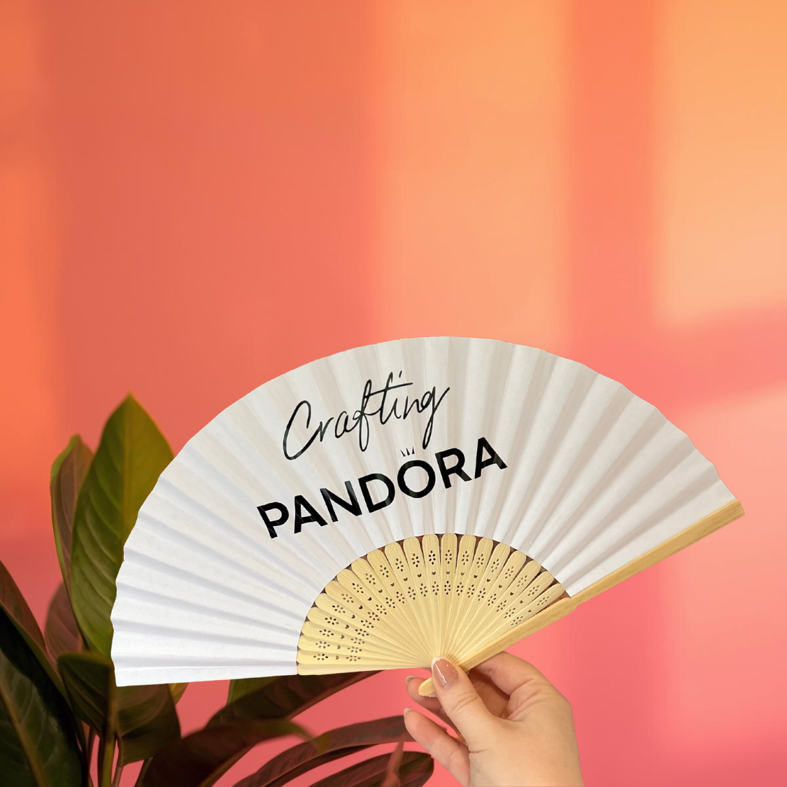 YOUR LOGO Hand Fan - Business - Bamboo - Paper Foldable Fan - Black, White, Pink, Orange, Lilac, Red, Sky Blue, Light Blue, Yellow & Green