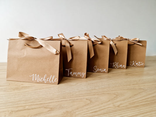 KRAFT - Personalised - Corner - Ribbon Tie Natural Rope Gift Bag