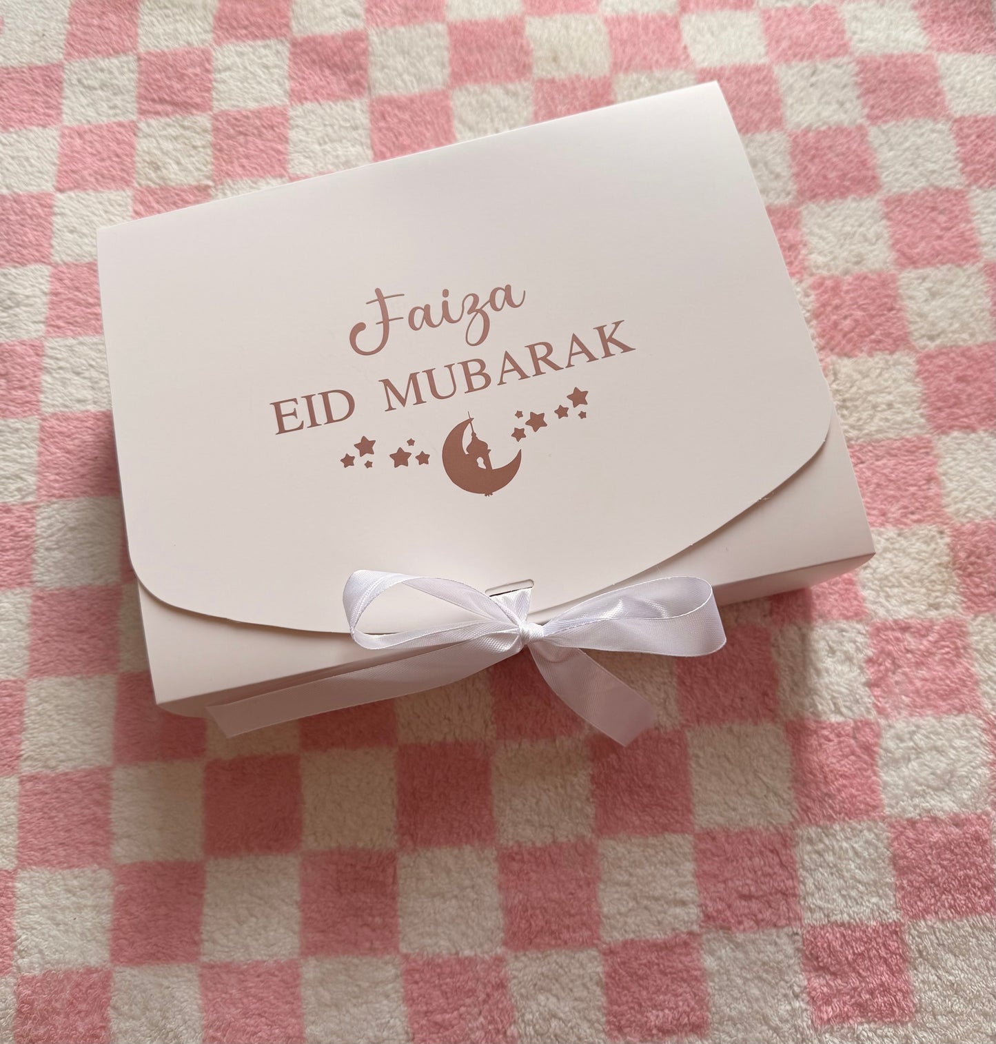Personalised Eid Mubarak Gift Box: Moon & Stars Ribbon Tie