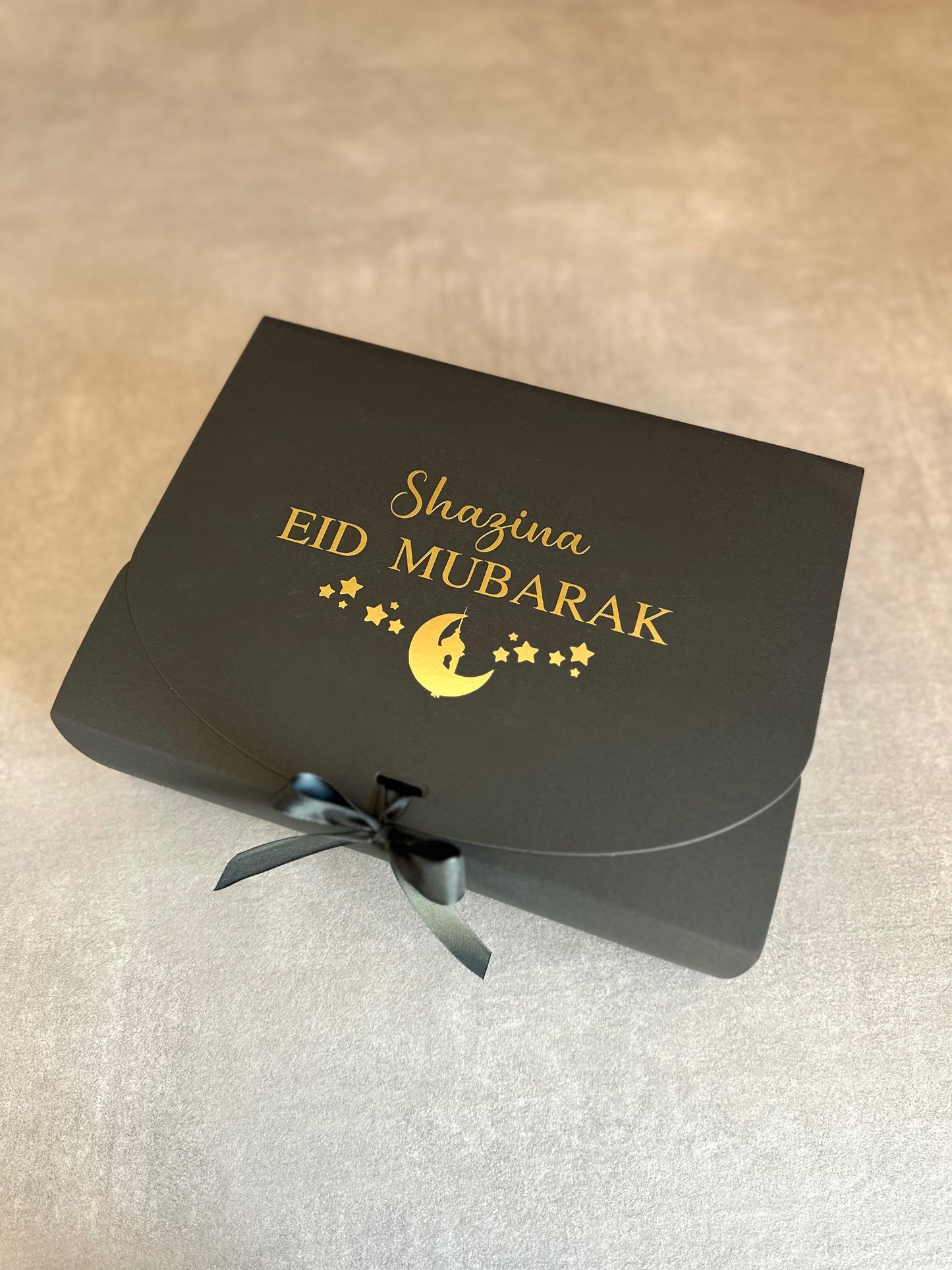 Personalised Eid Mubarak Gift Box: Moon & Stars Ribbon Tie