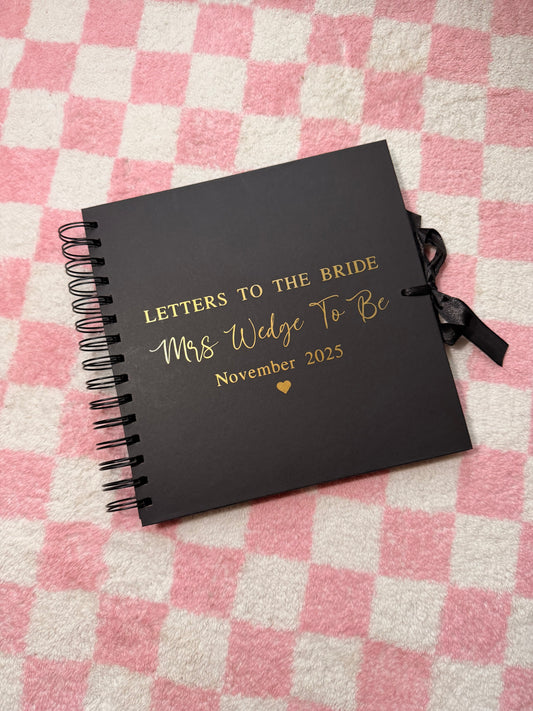 LETTERS TO THE BRIDE - Personalised Name and Date - Scrap Book, Photo Album, Keepsake