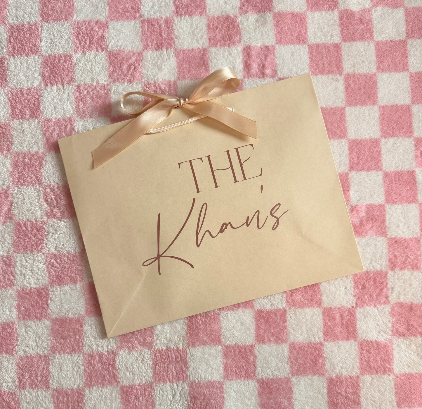 THE Surname - Ribbon Tie Rope Gift Bag - Wedding, Married, Couple