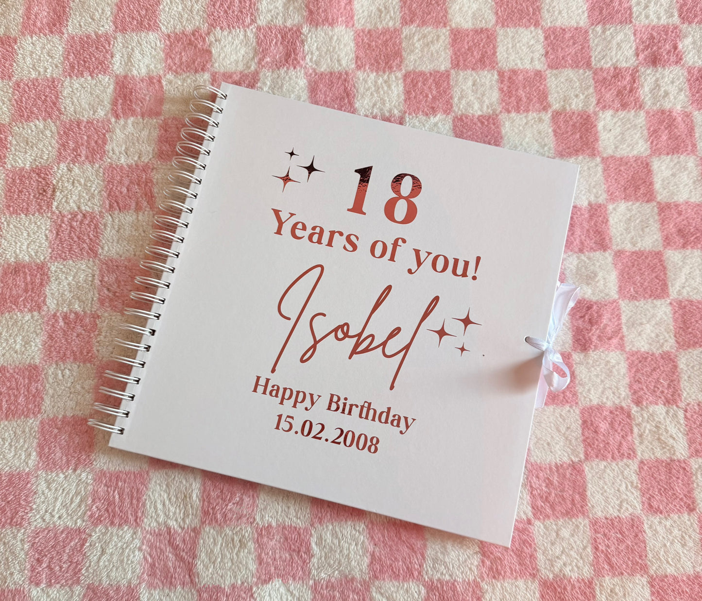Personalised Birthday Scrapbook: Vinyl Name, Age & DOB, Memory Keepsake