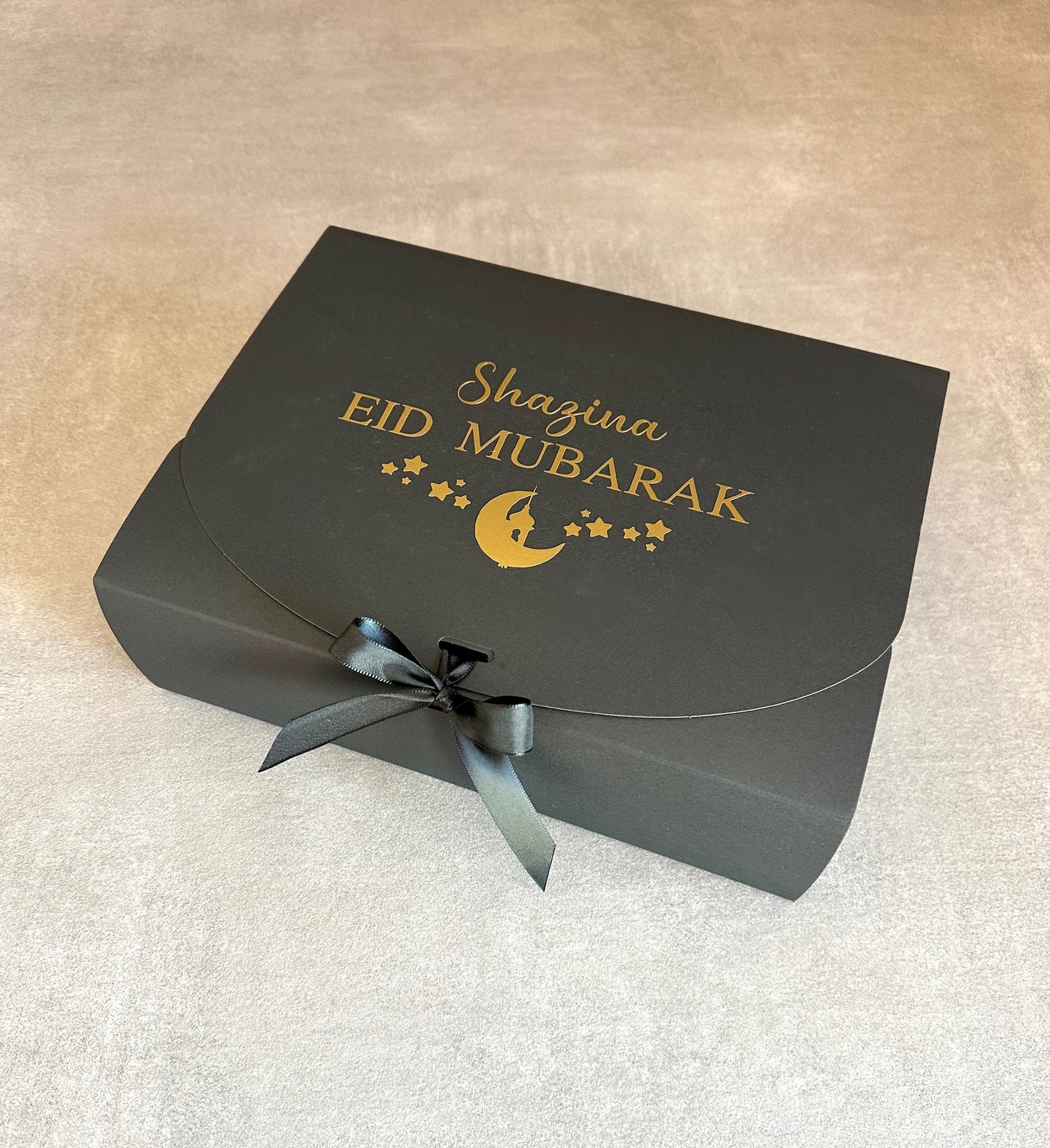 Personalised Eid Mubarak Gift Box: Moon & Stars Ribbon Tie