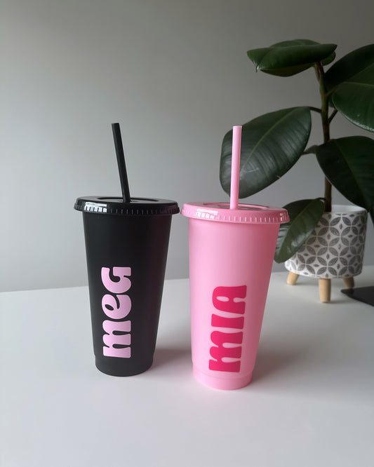 NAME Tumbler - 24oz/710ml Reusable Cup, Tumbler Cup & Straw - Personalised