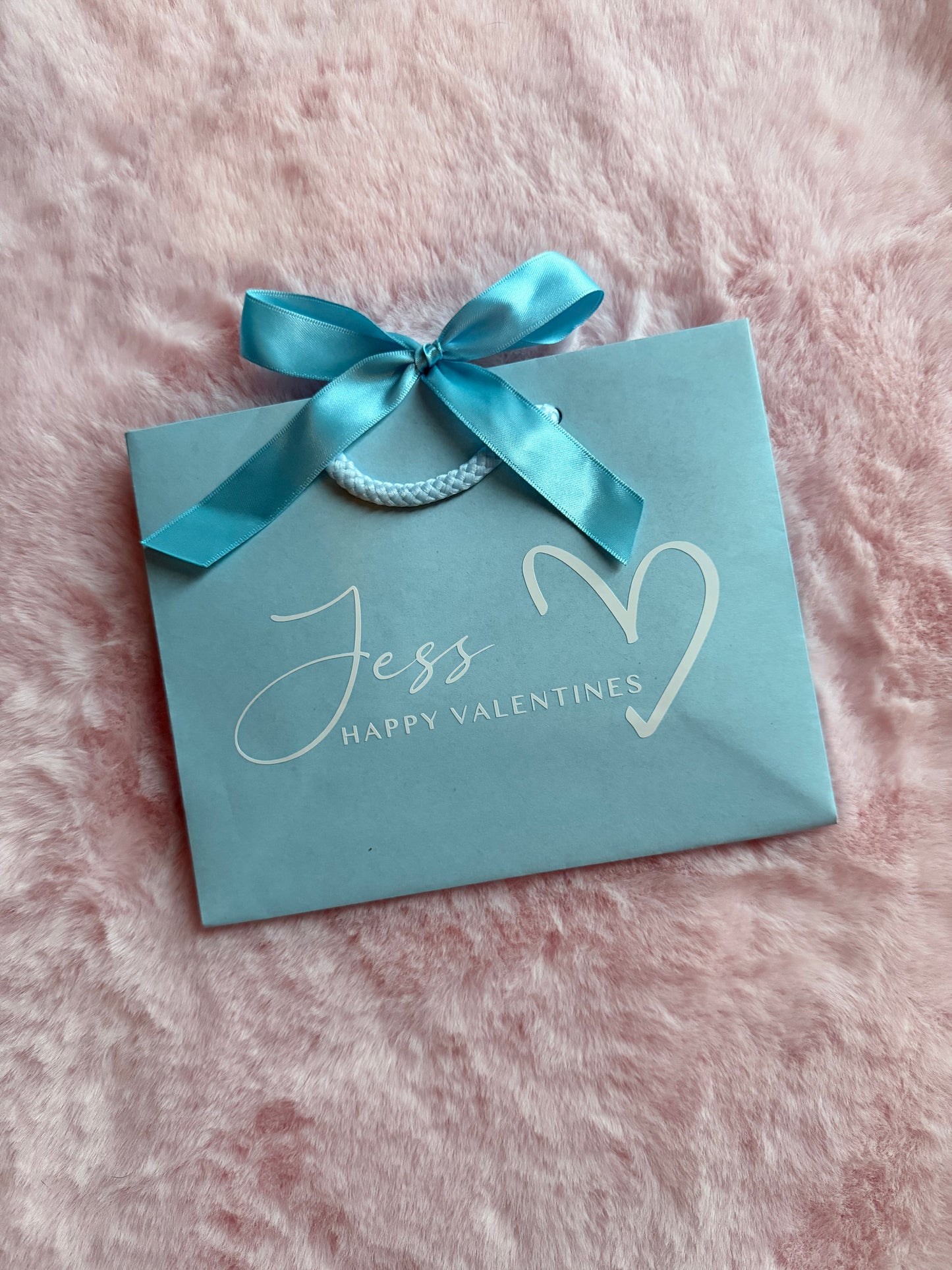 Personalised Valentines Gift Bag: Ribbon Tie Rope Handle - Love, Couple