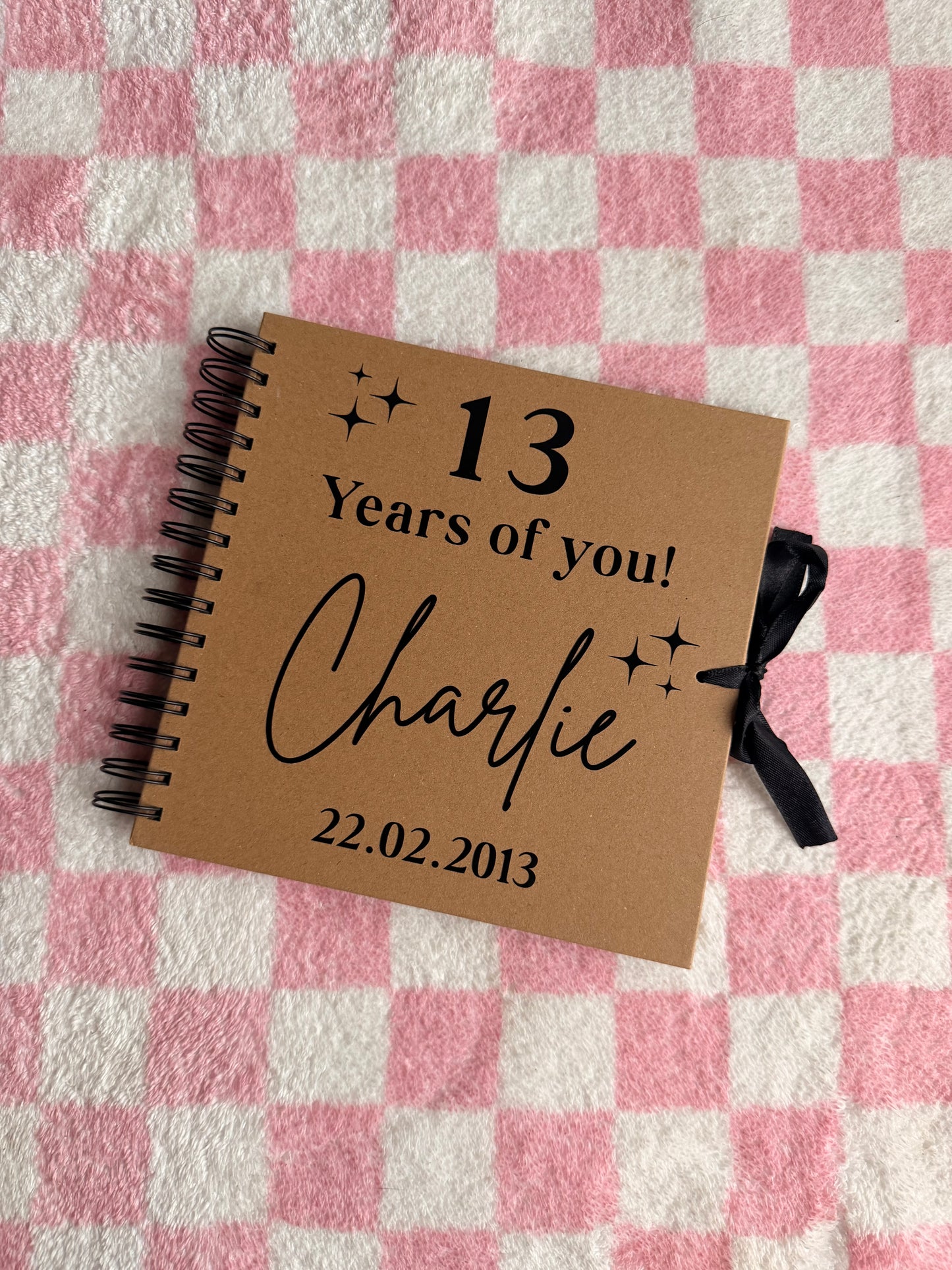 Personalised Birthday Scrapbook: Vinyl Name, Age & DOB, Memory Keepsake