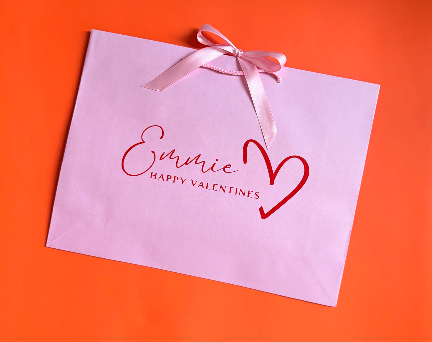 Personalised Valentines Gift Bag: Ribbon Tie Rope Handle - Love, Couple