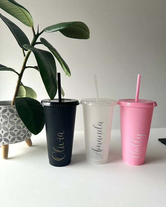 NAME Tumbler - 24oz/710ml Reusable Cup, Tumbler Cup & Straw - Personalised