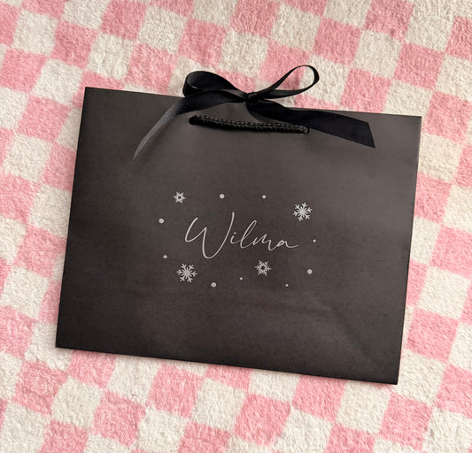 Personalised Christmas Snowflake - Ribbon Tie Gift Bag