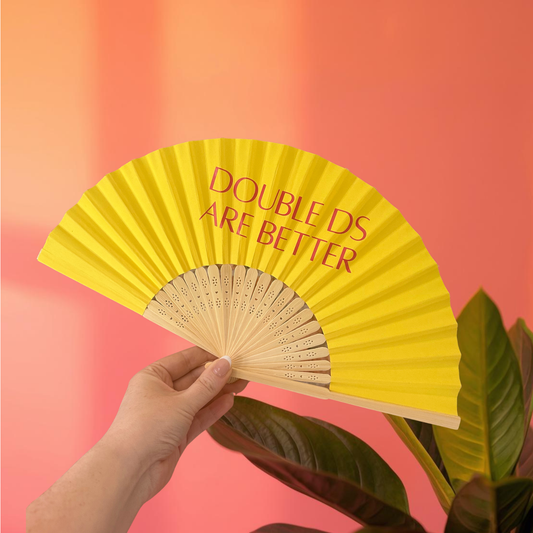 ANY TEXT Hand Fan - Bamboo - Paper Foldable Fan - Black, White, Pink Orange, Lilac, Green, Red, Yellow, Sky Blue & Light Blue - Personalised