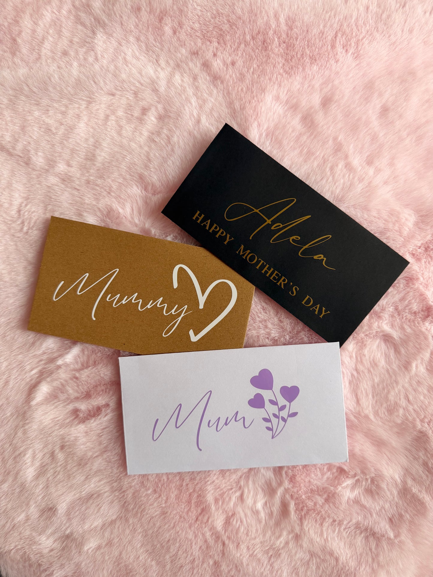 Personalised Mothers Day Money Wallet Cash Envelope – Available in Black, White & Kraft