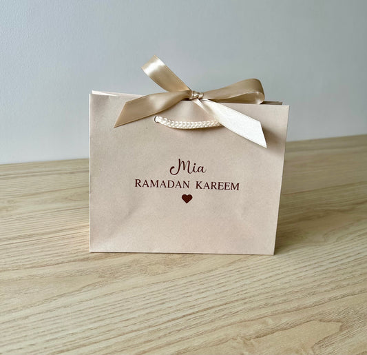 Personalised Name - Eid Mubarak / Ramadan Kareem: Ribbon Tie Gift Bag