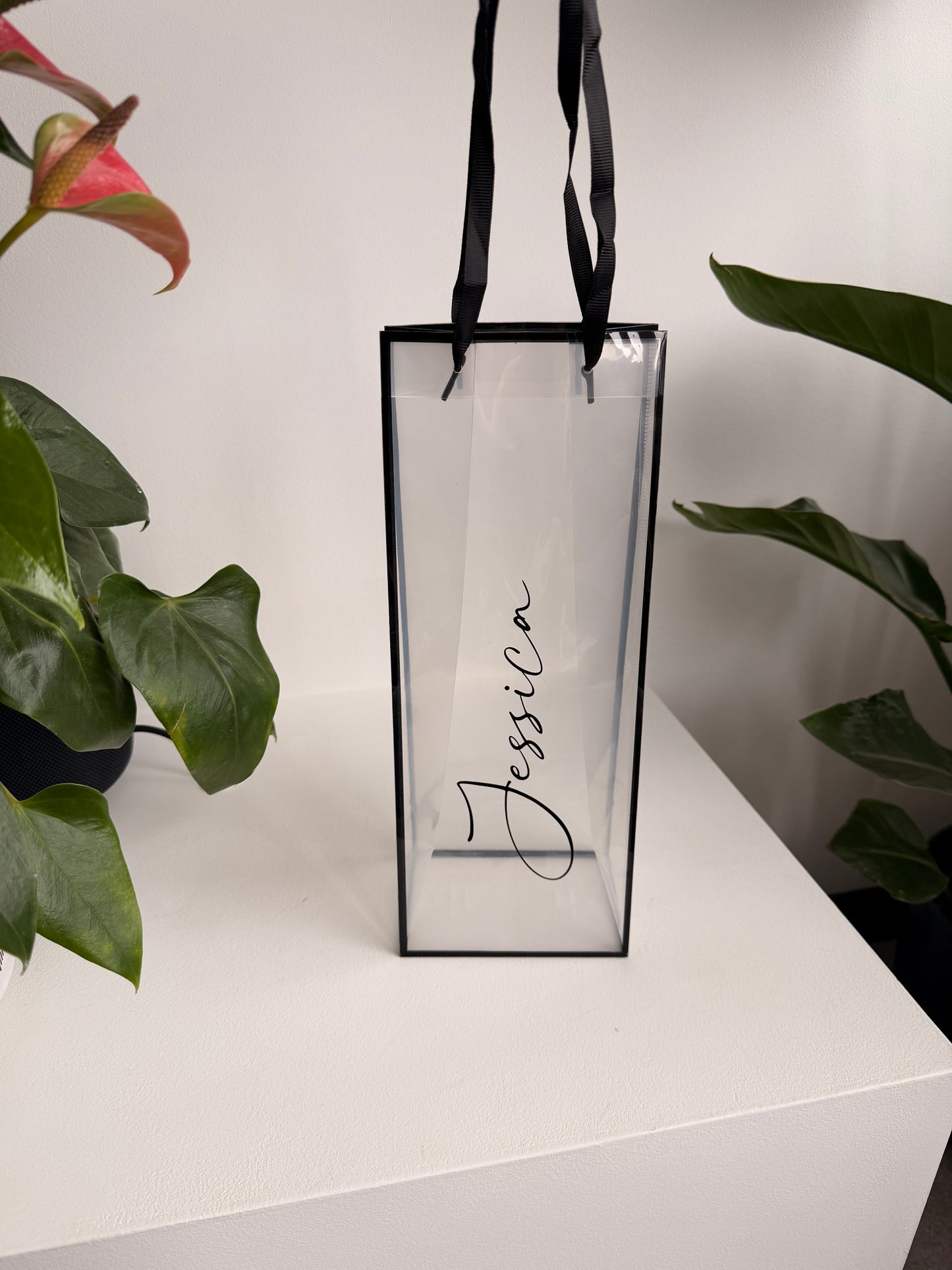 CLEAR - Personalised - Wine Bottle Gift Bag