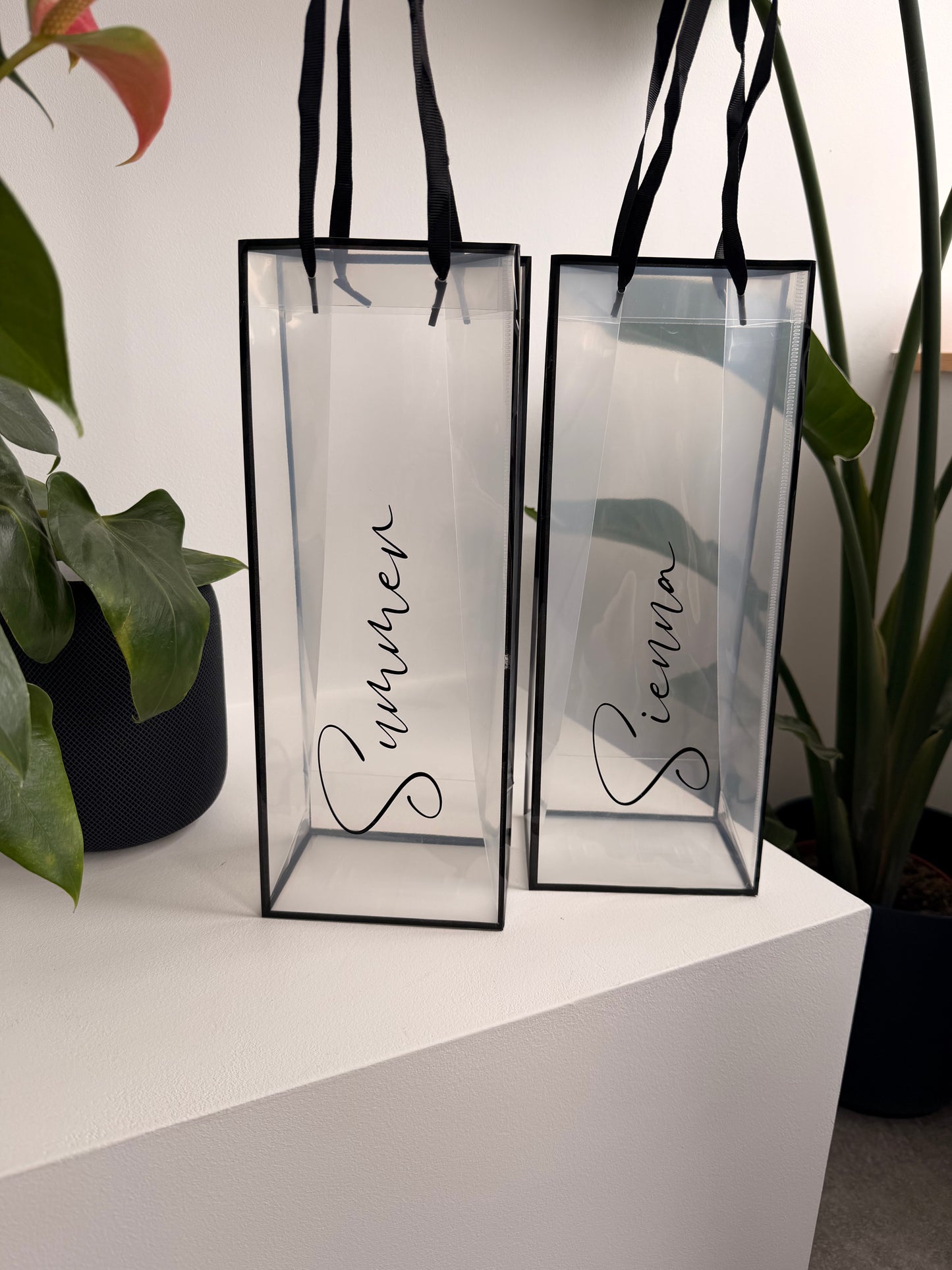 CLEAR - Personalised - Wine Bottle Gift Bag