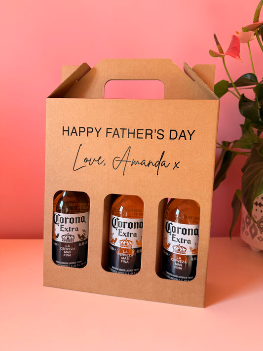 Personalised 3 Bottle Cardboard Carrier: Beer, Ale, Cider & Home Brew Gifts