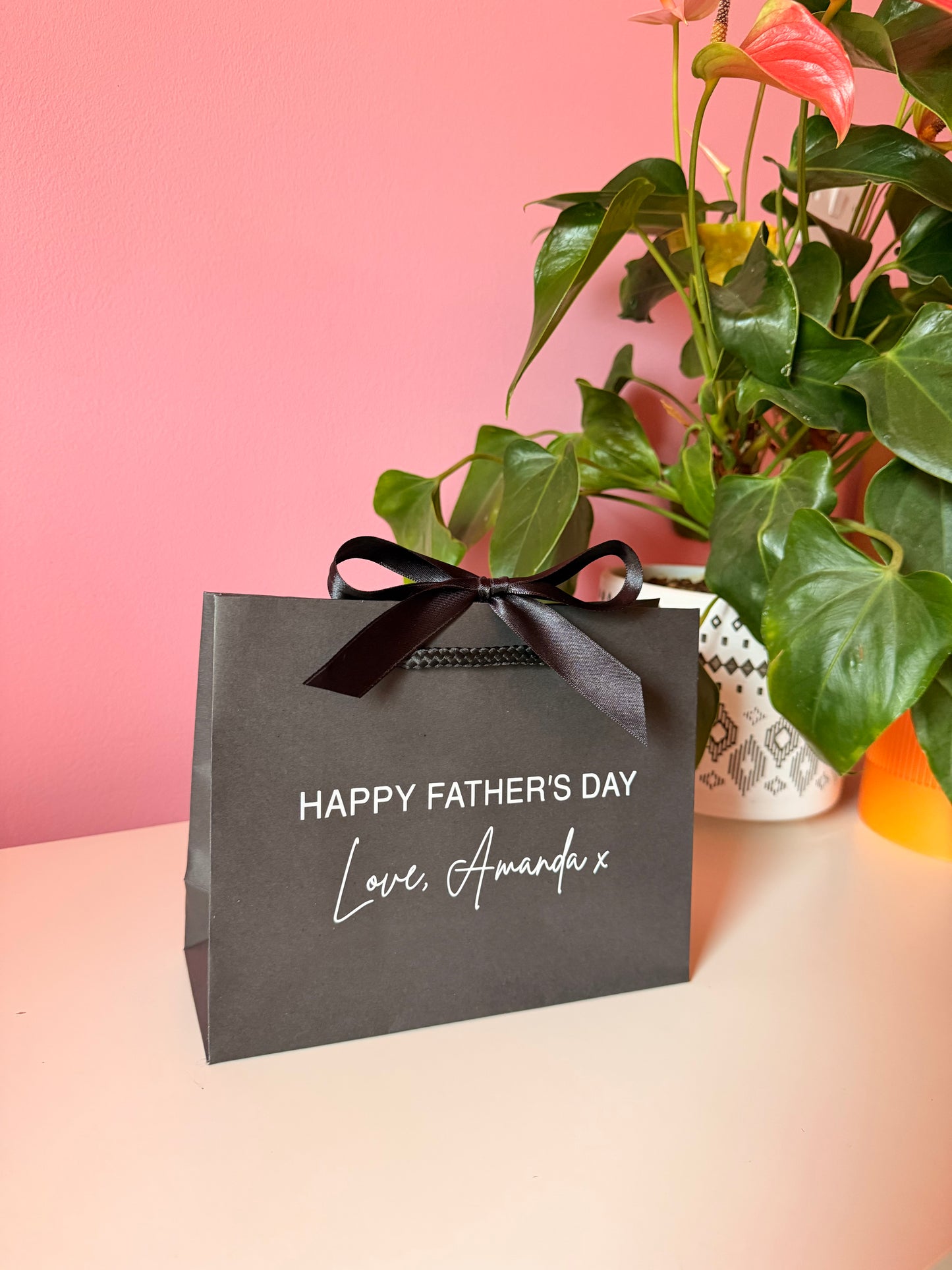 Fathers Day Personalised Gift Bag Ribbon Tie