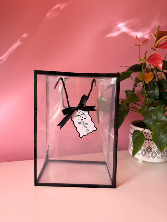 CLEAR - Personalised - Gift Bag with Name Tag