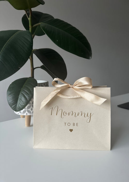 Personalised - Mummy, Mommy, Mammy, Mom, Mum, Mam TO BE - Ribbon Tie Rope Gift Bag