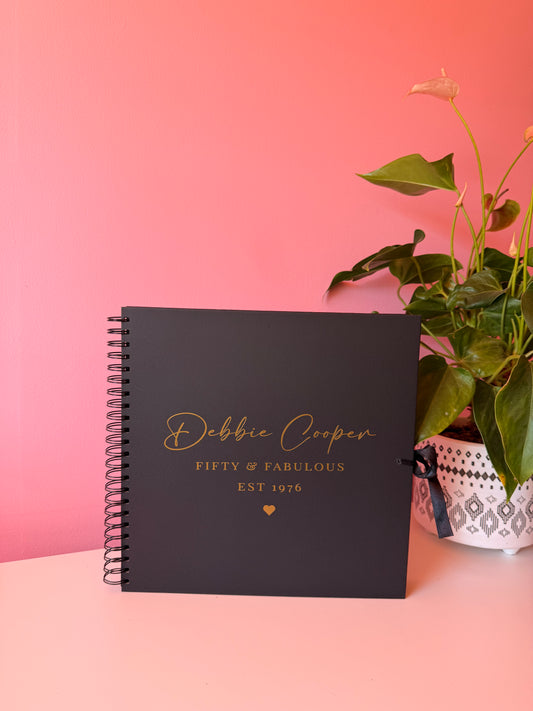 Personalised Birthday Scrapbook: Vinyl Name & Date, Memory Keepsake