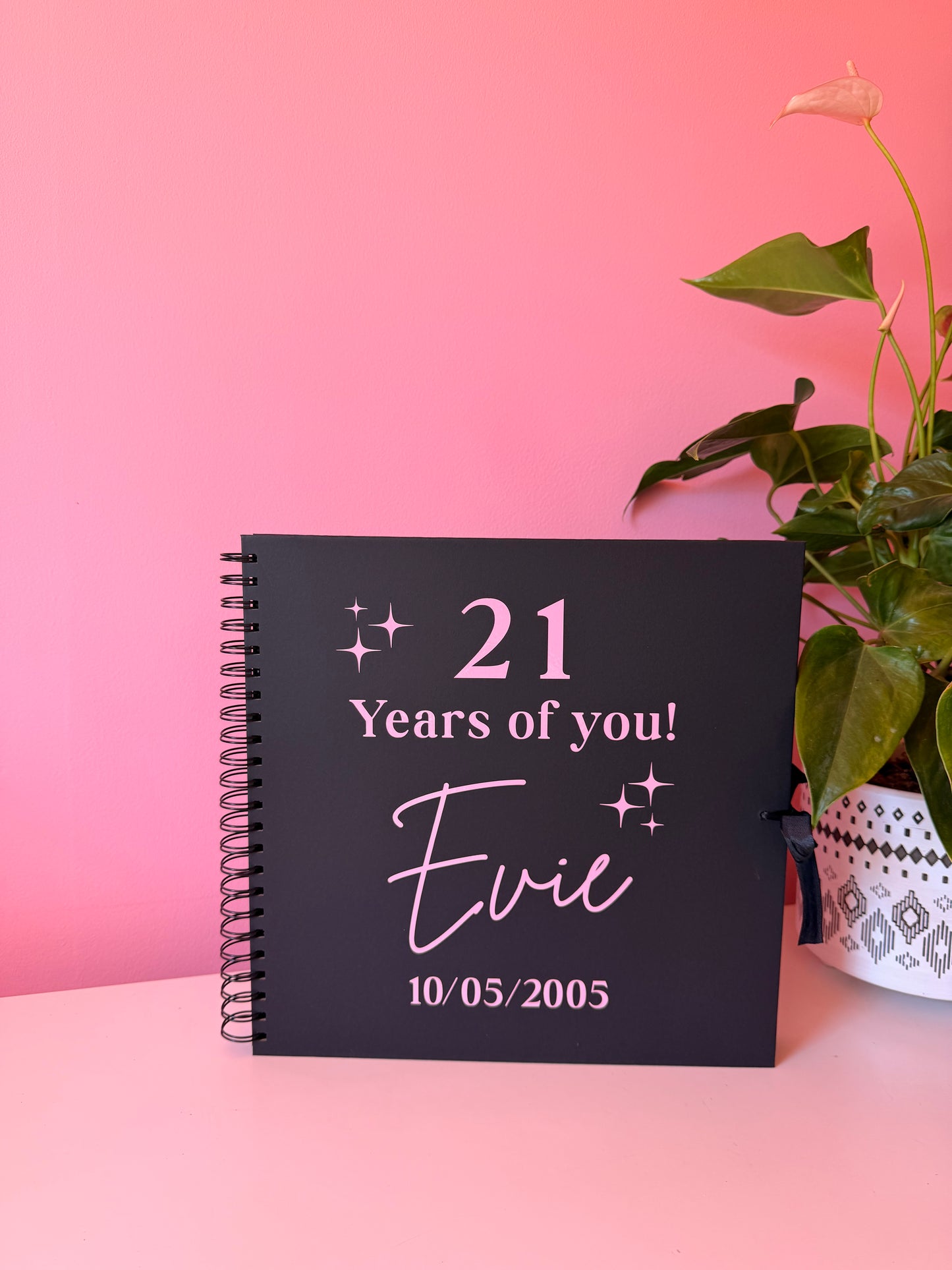Personalised Birthday Scrapbook: Vinyl Name, Age & DOB, Memory Keepsake