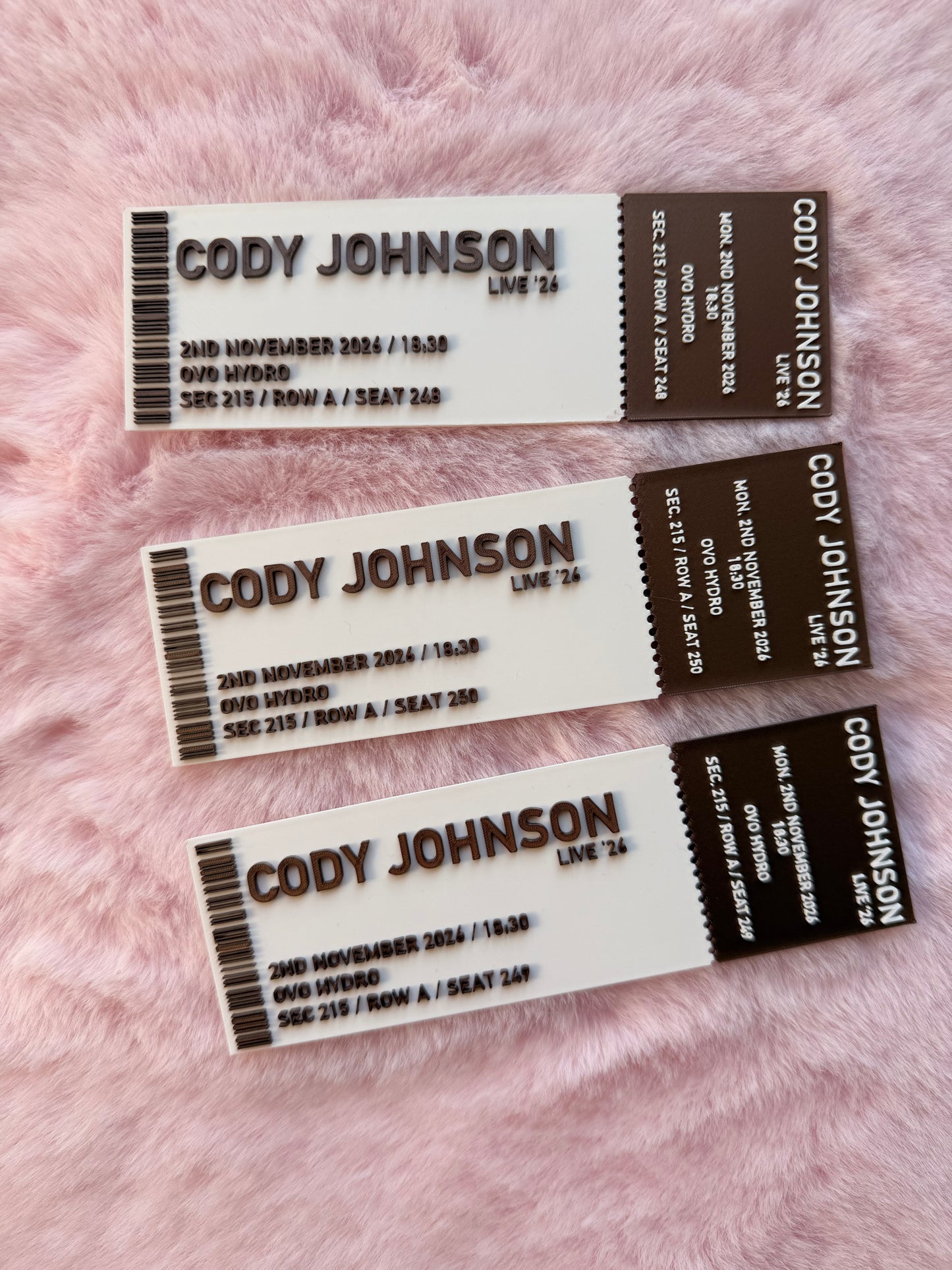 Personalised Concert Ticket – 16cmx5cm - 3D Printed - Surprise, Gift, Keepsake