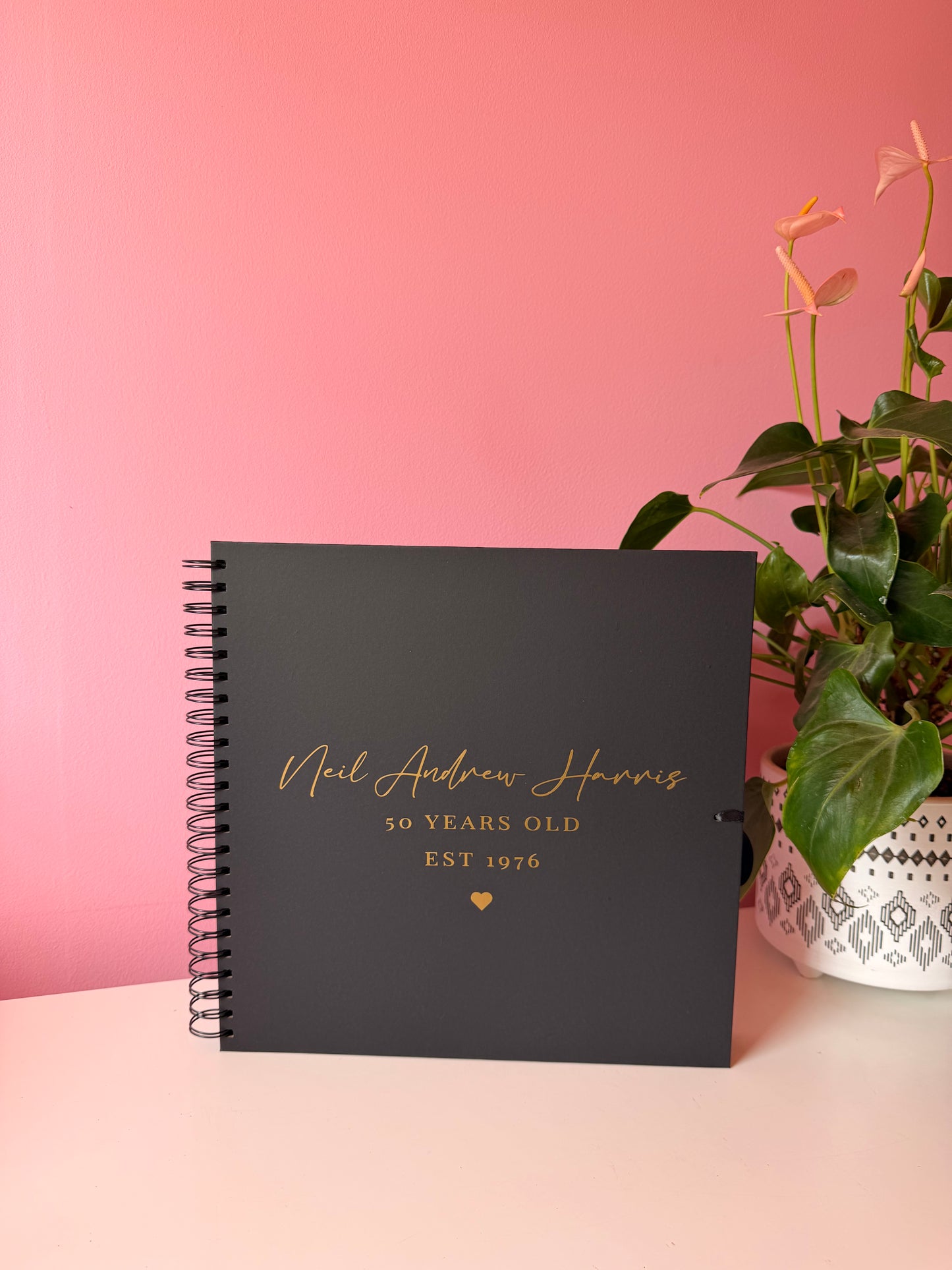 Personalised Birthday Scrapbook: Vinyl Name & Date, Memory Keepsake