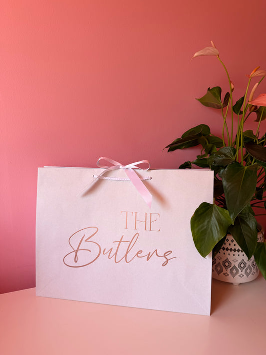 THE Surname - Ribbon Tie Rope Gift Bag - Wedding, Married, Couple