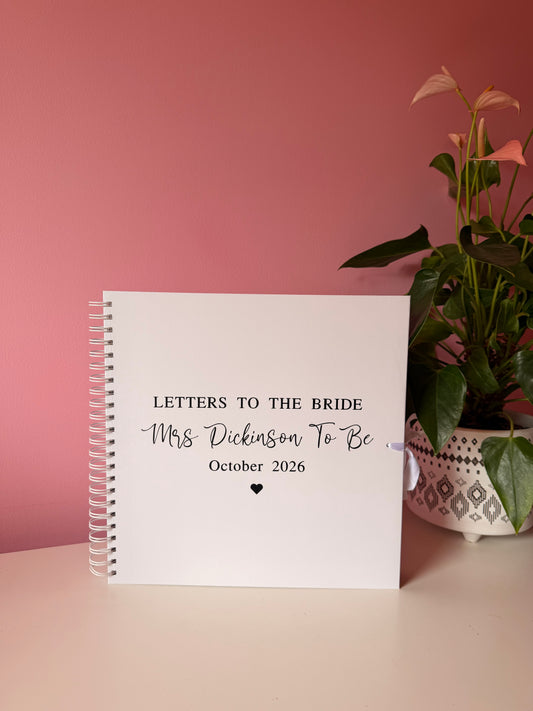 LETTERS TO THE BRIDE - Personalised Name and Date - Scrap Book, Photo Album, Keepsake
