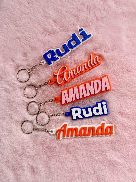 Personalised 3D Printed Name Keyring | Custom Name Keychain | Bag Charm Gift |