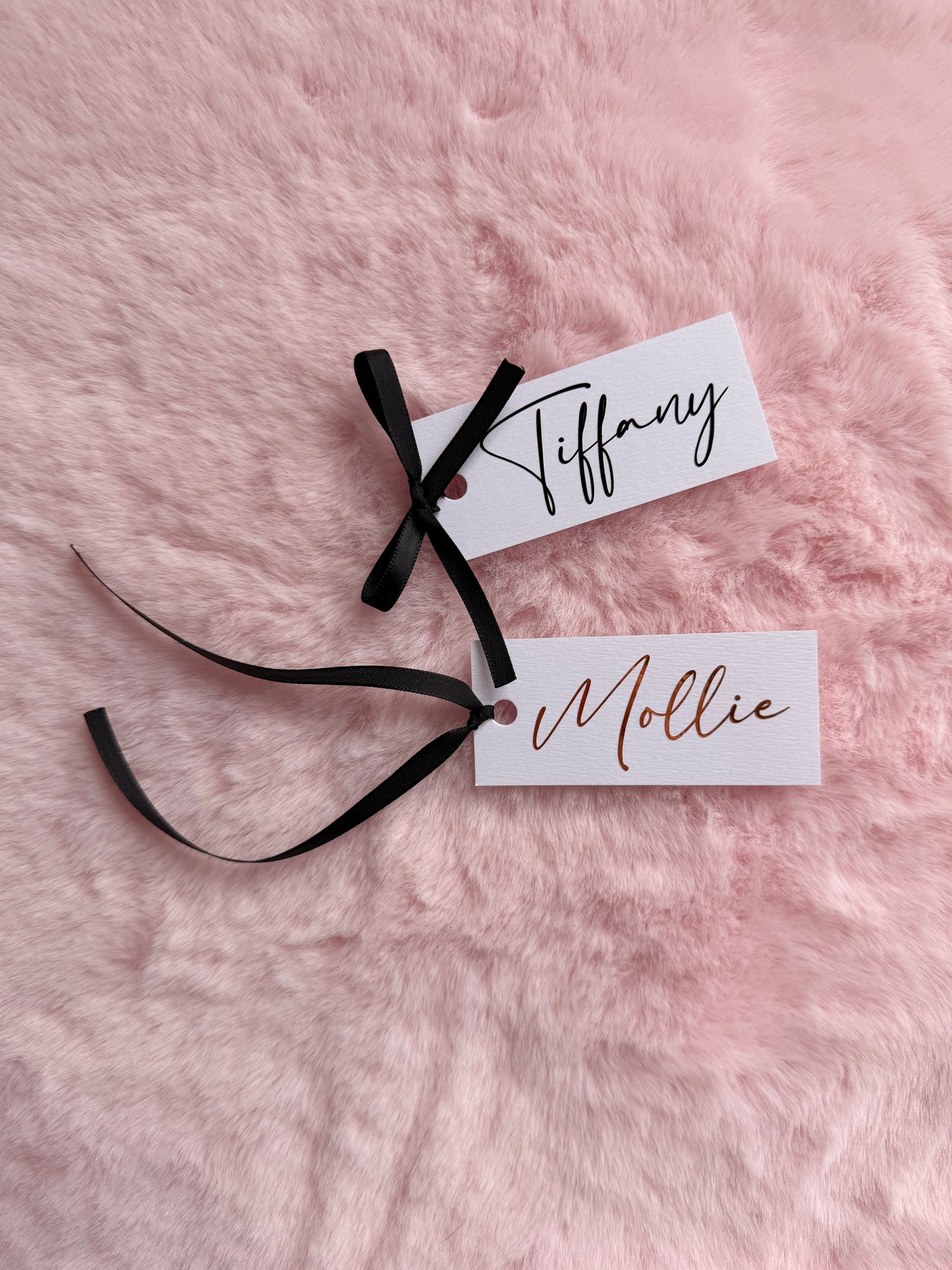 Personalised White Gift Tag | Place Name & Black Ribbon