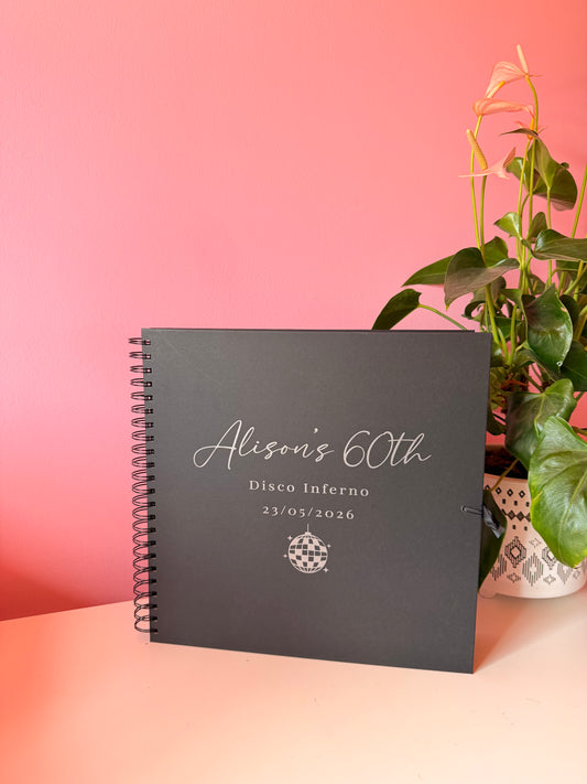 Personalised Disco Scrapbook: Vinyl Name & Date, Memory Keepsake