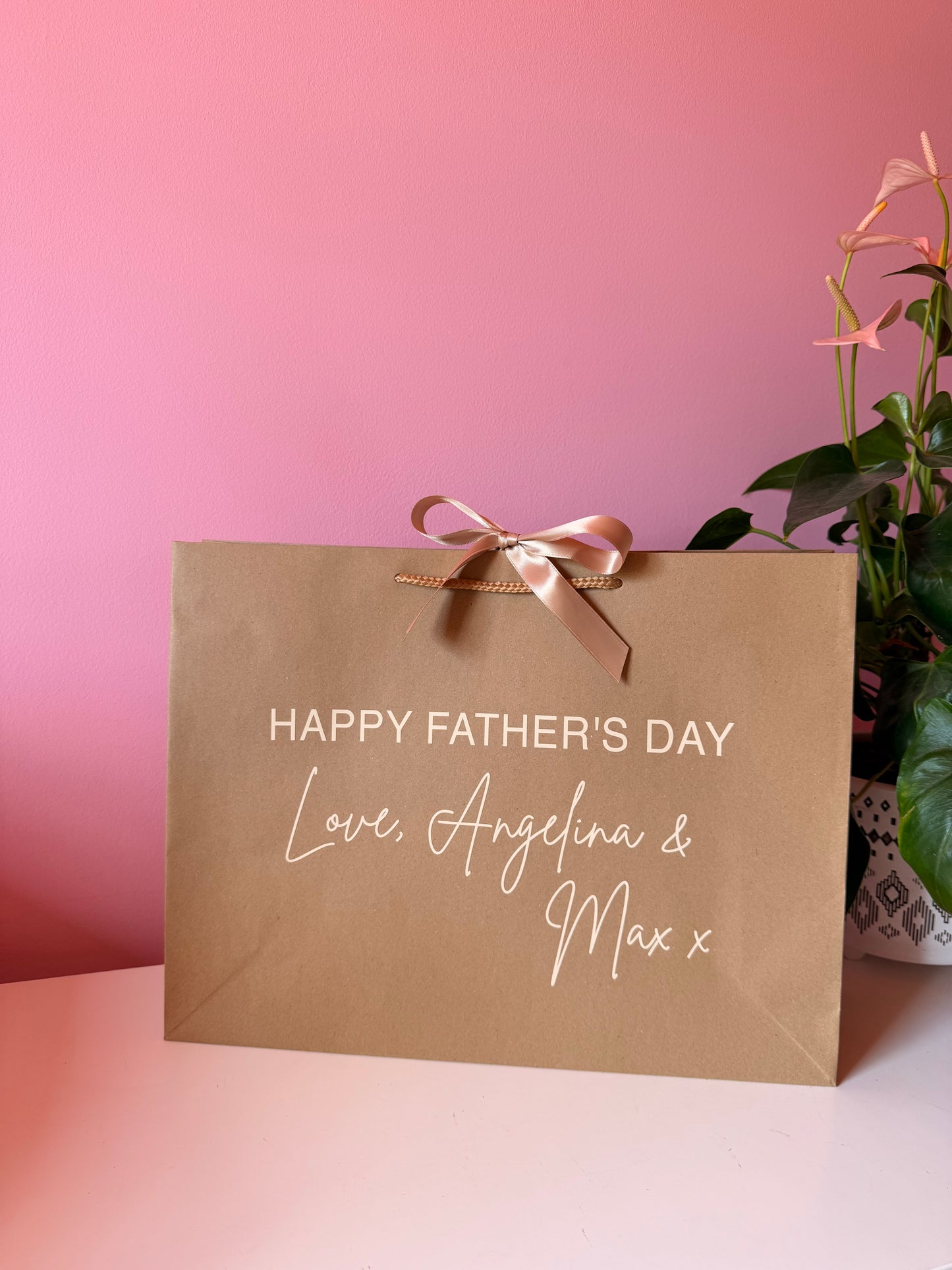 Fathers Day Personalised Gift Bag Ribbon Tie