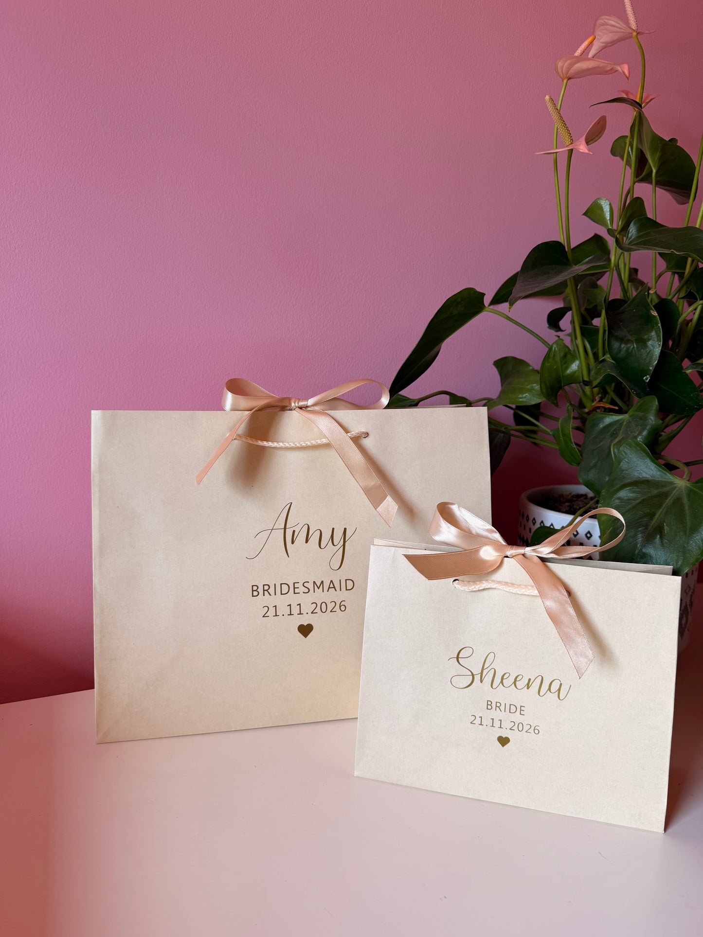 Personalised Wedding - Ribbon Tie Gift Bag: Bridal Party