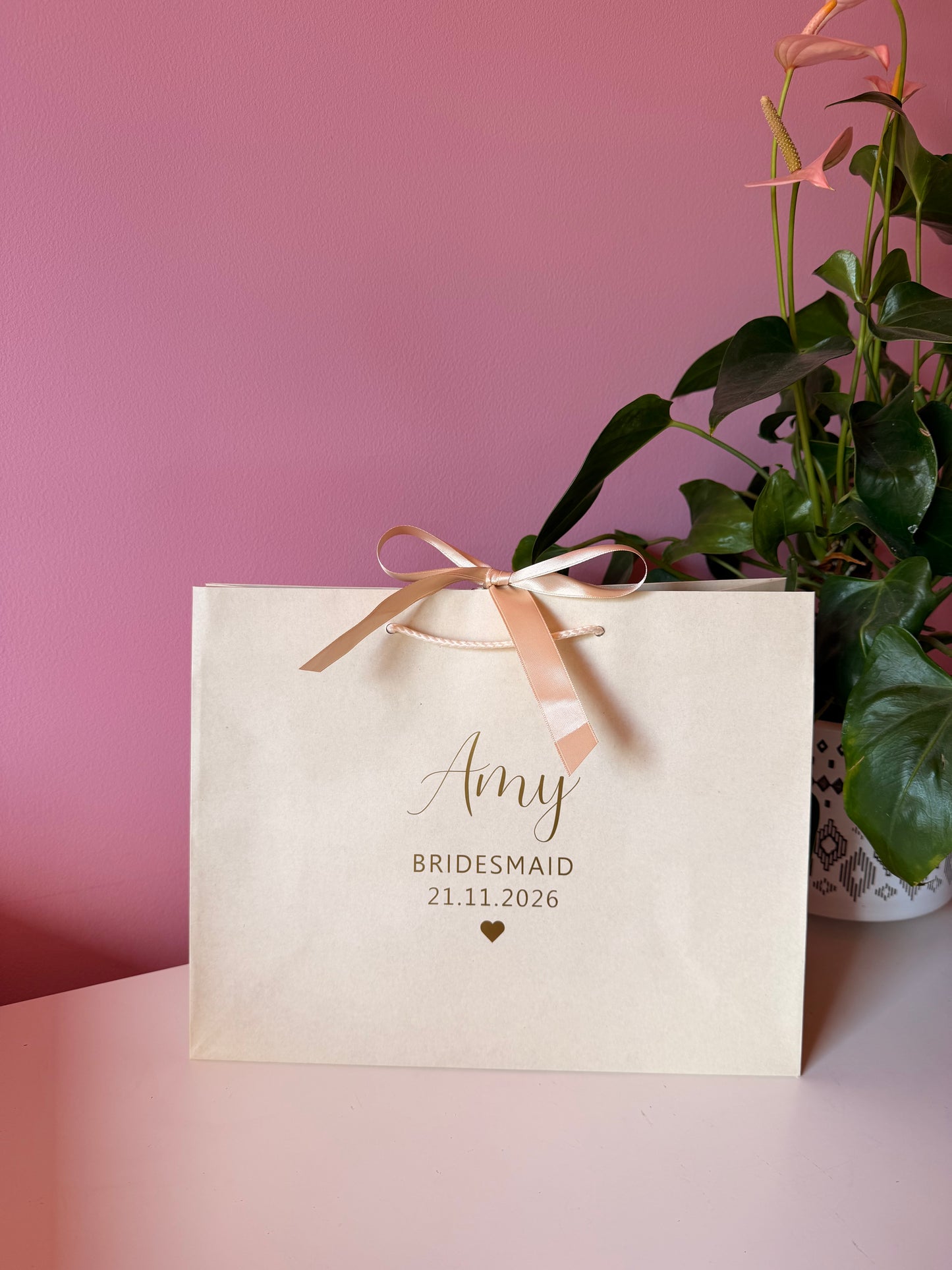 Personalised Wedding - Ribbon Tie Gift Bag: Bridal Party