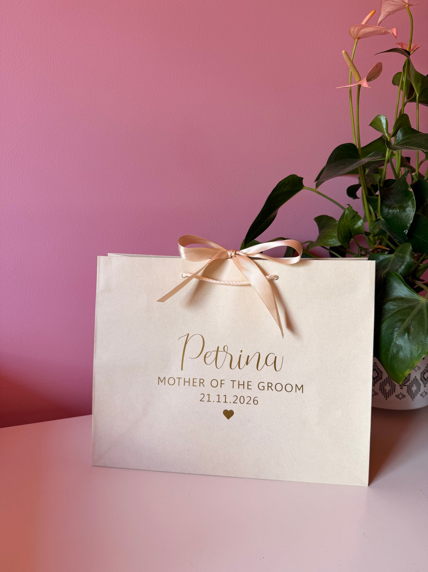 Personalised Wedding - Ribbon Tie Gift Bag: Bridal Party
